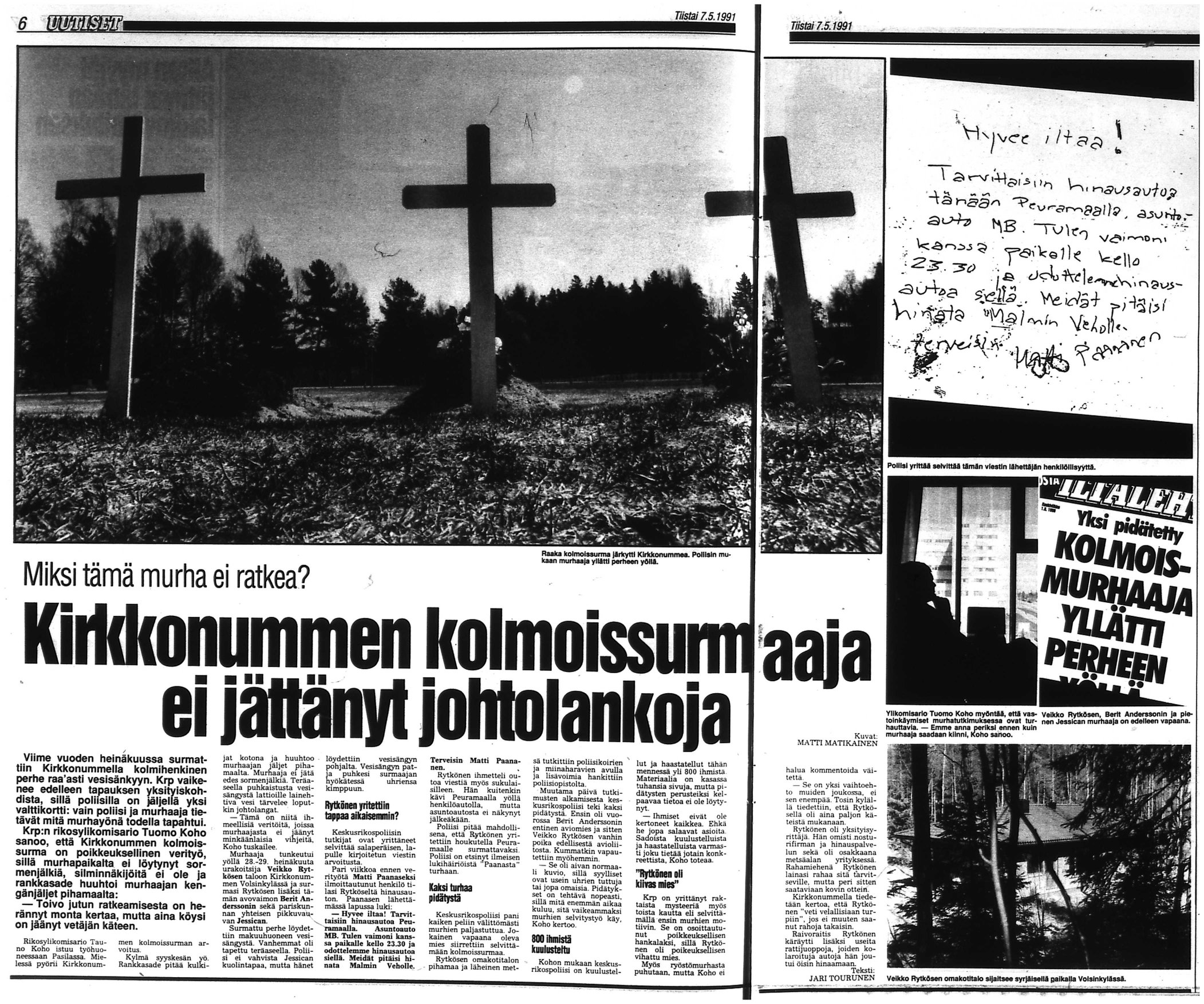 An old newspaper clip about the murders (in Finnish) courtesy of Iltalehti.