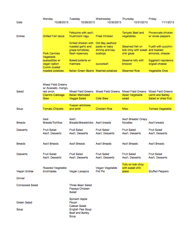 GTS Lunch Menu 10.28 - 11.1