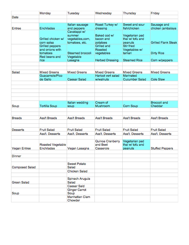 Seminary Cycle Menu - Week 3