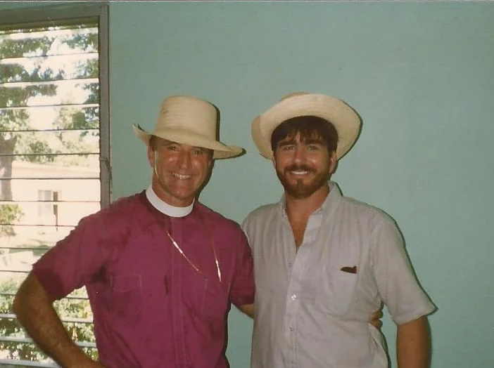 The Rev. Mark Pendleton with his sending Bishop, The Rt. Rev. Frank Cerveny of Florida (Class of 1958) on a mission trip to Cuba in the 1980s.