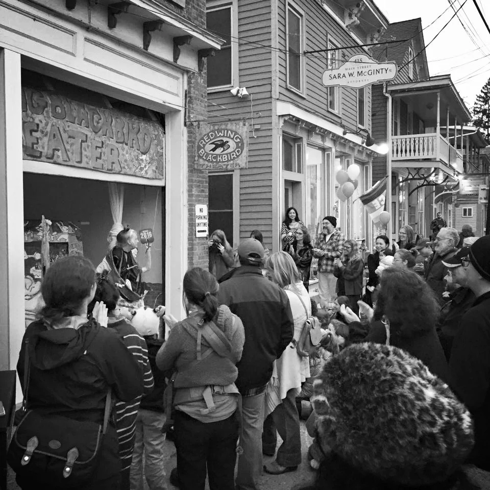 On Main Street, Rosendale, in front of the theater