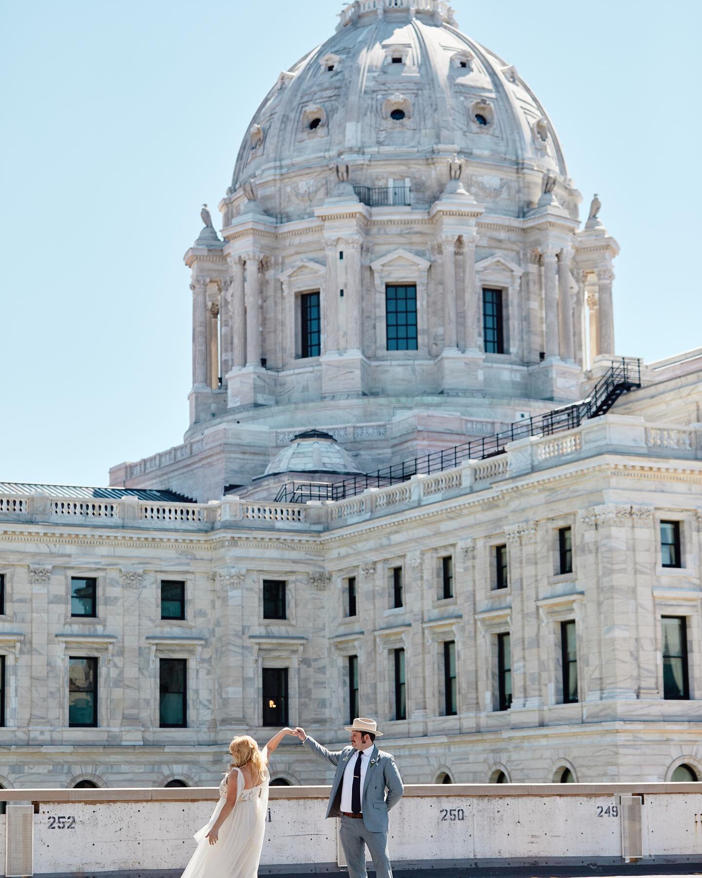 Molly + Bob Wedding Pt. 2.  Venues: @mnstatecapitol @wabashastreetcave Planners: @brighteventsco  Videographer: @courtneyraefilms  Catering: @bocachicamn  My zany part two is this: weddings are contextual to the couple, hopefully. Weddings are a cele