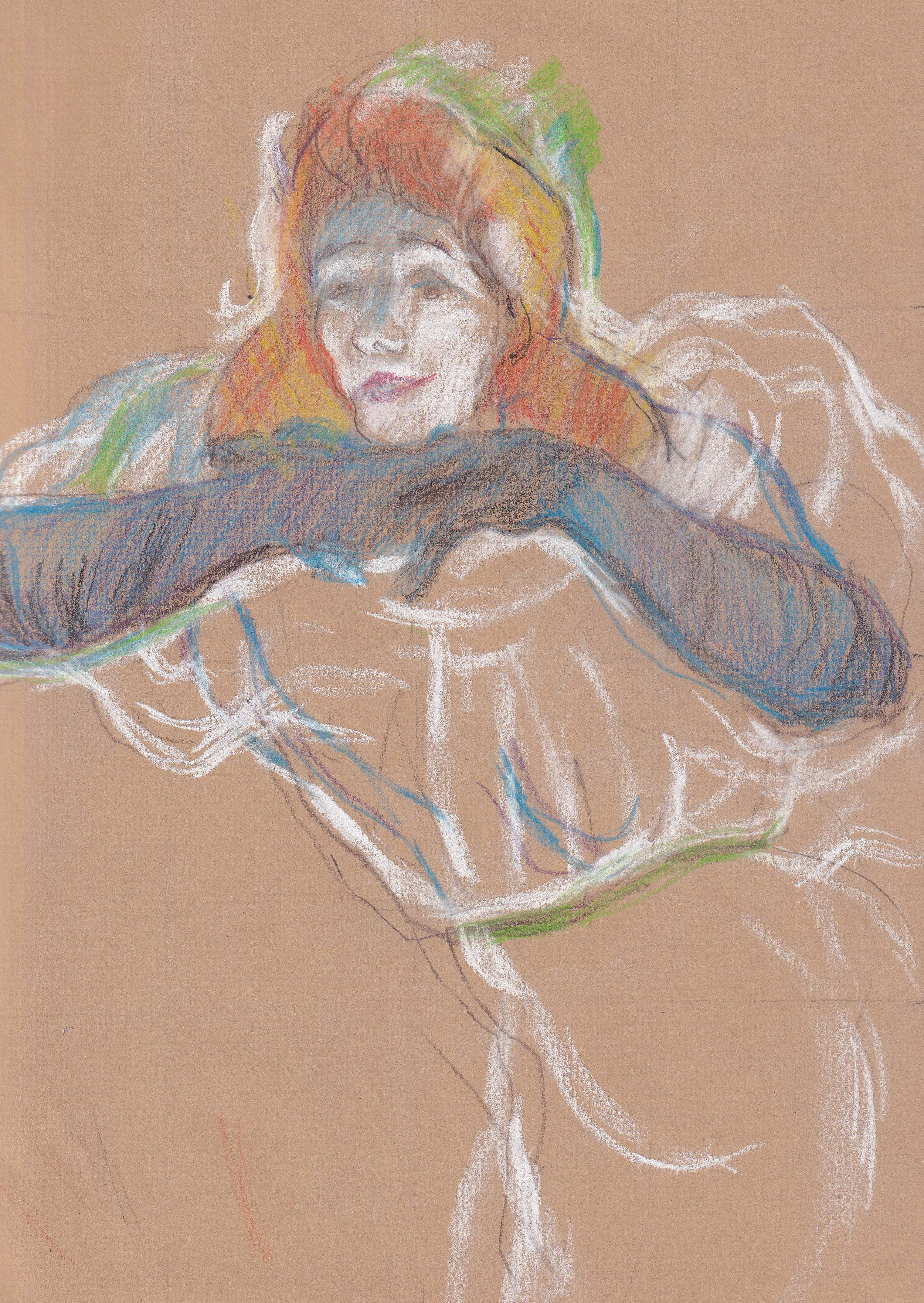 Colored pencils, pastels, 9" x 12"