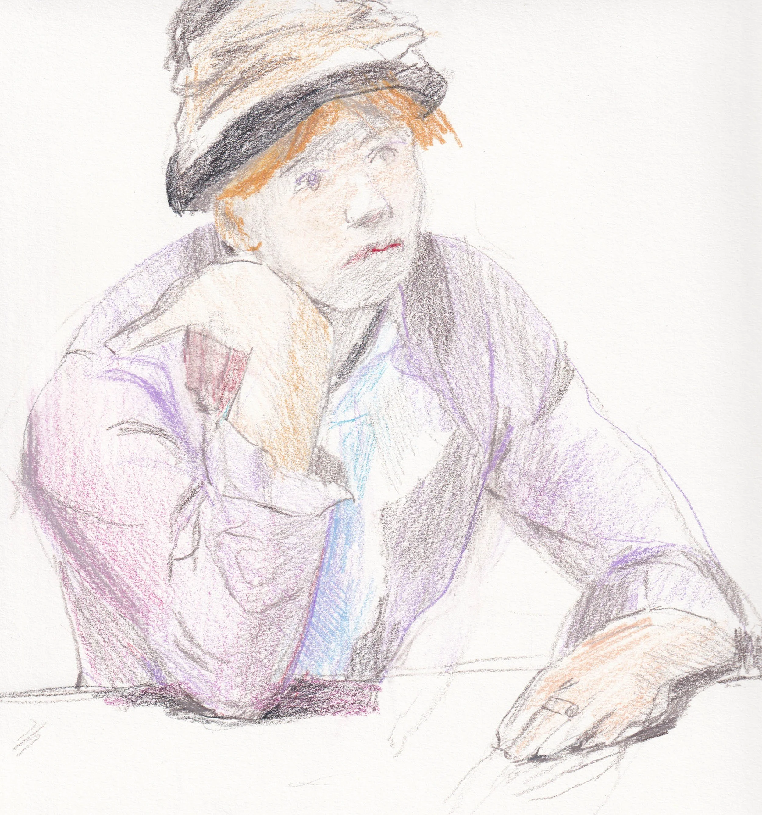 Colored pencils, 9" x 12"