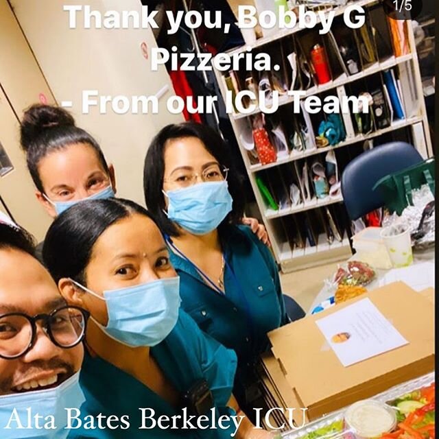 A couple of Friday Feel Goods
🏥
We&rsquo;re still delivering to #EastBay hospitals basically every night
🦸&zwj;♀️
Over 800 meals to the front line thus far, and more going out all the time
👩&zwj;⚕️
GoFundMe is still live 👇
👉 bobbygs.pizza/frontl