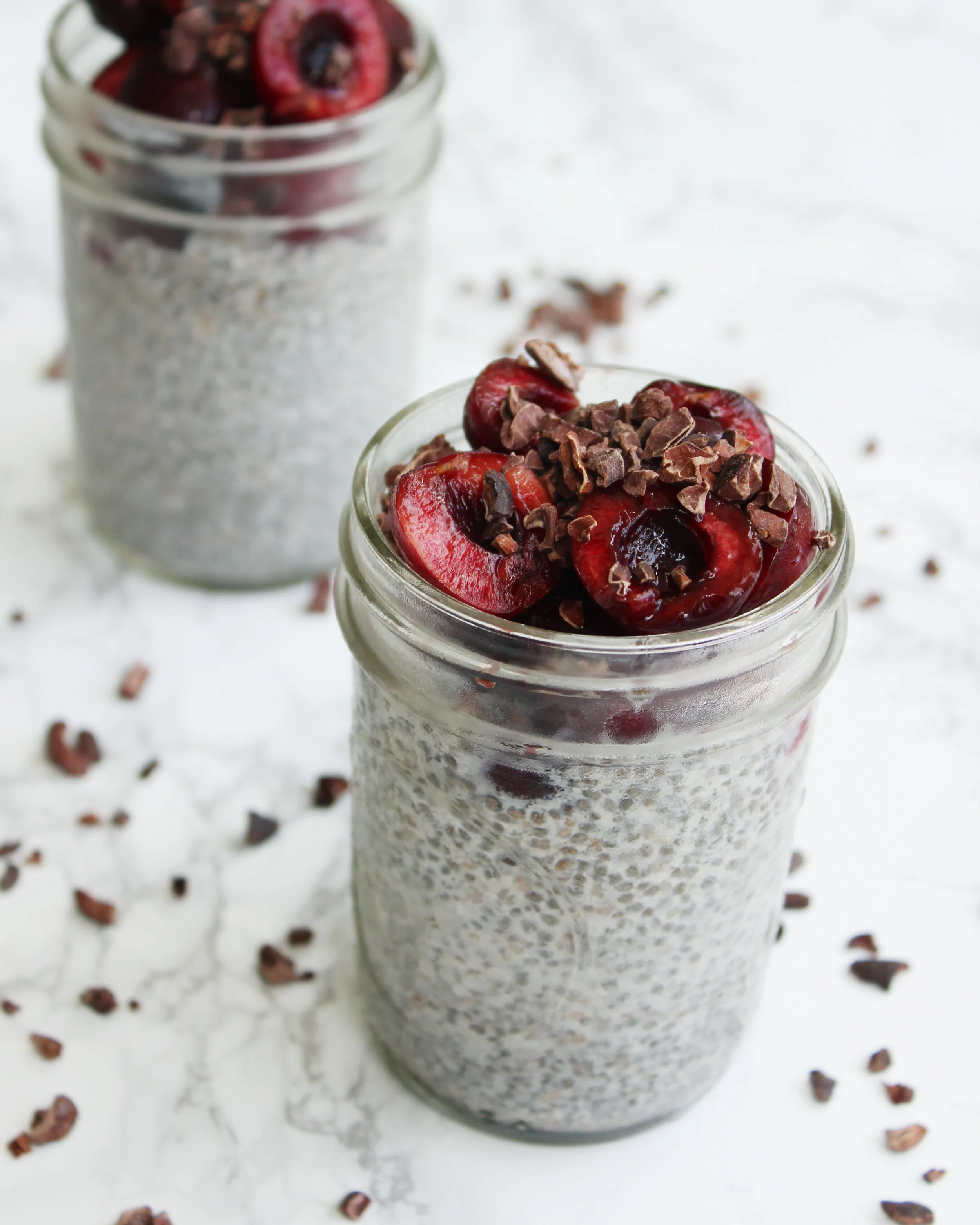 Chia Seed Pudding with Cherries, Collagen, & Cacao Nibs