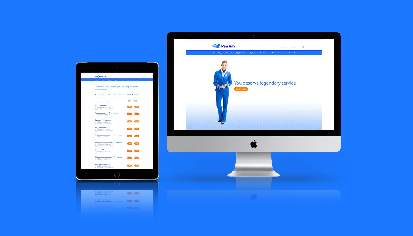 High fidelity mock-up of the Pan Am UI