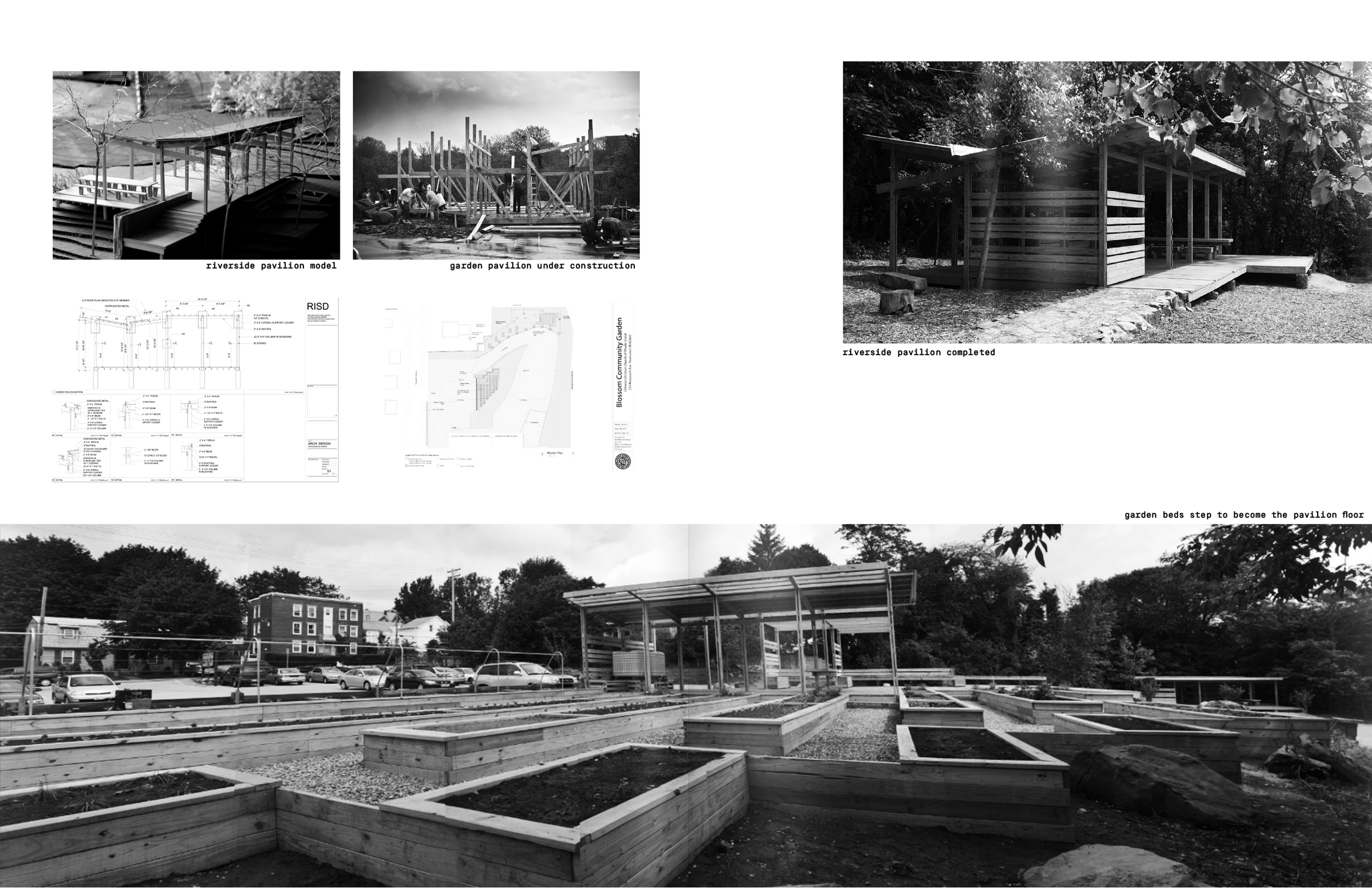  In 2010, I co-designed and co-project managed the design and construction of two open pavilion structures and a community garden for the Chinese Christian Church and YMCA daycare in Pawtucket, Rhode Island. I helped to facilitate a collaborative pro