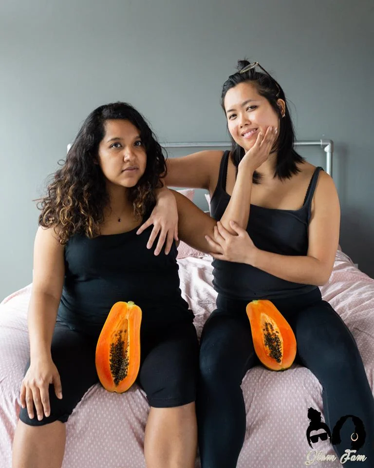 From left to right, Linzy Beltran and Kim Tran of the comedy collective Glam Fam , “comedy inspired by their immigrant mamas, their smacktalk and their POCs (Pu$$ies Of Color, duh)”.