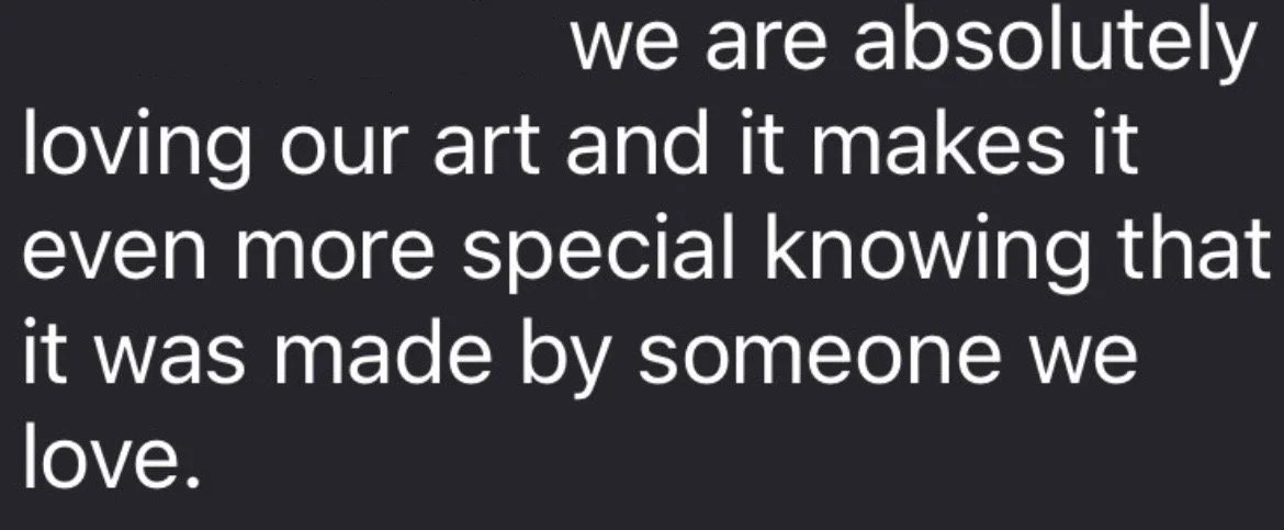 Text quote expressing love for art and appreciation for the creator.