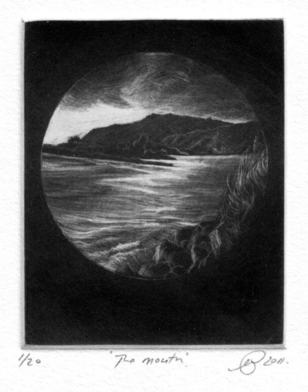   The Mouth, mezzotint, 68 x 90mm, 2011  