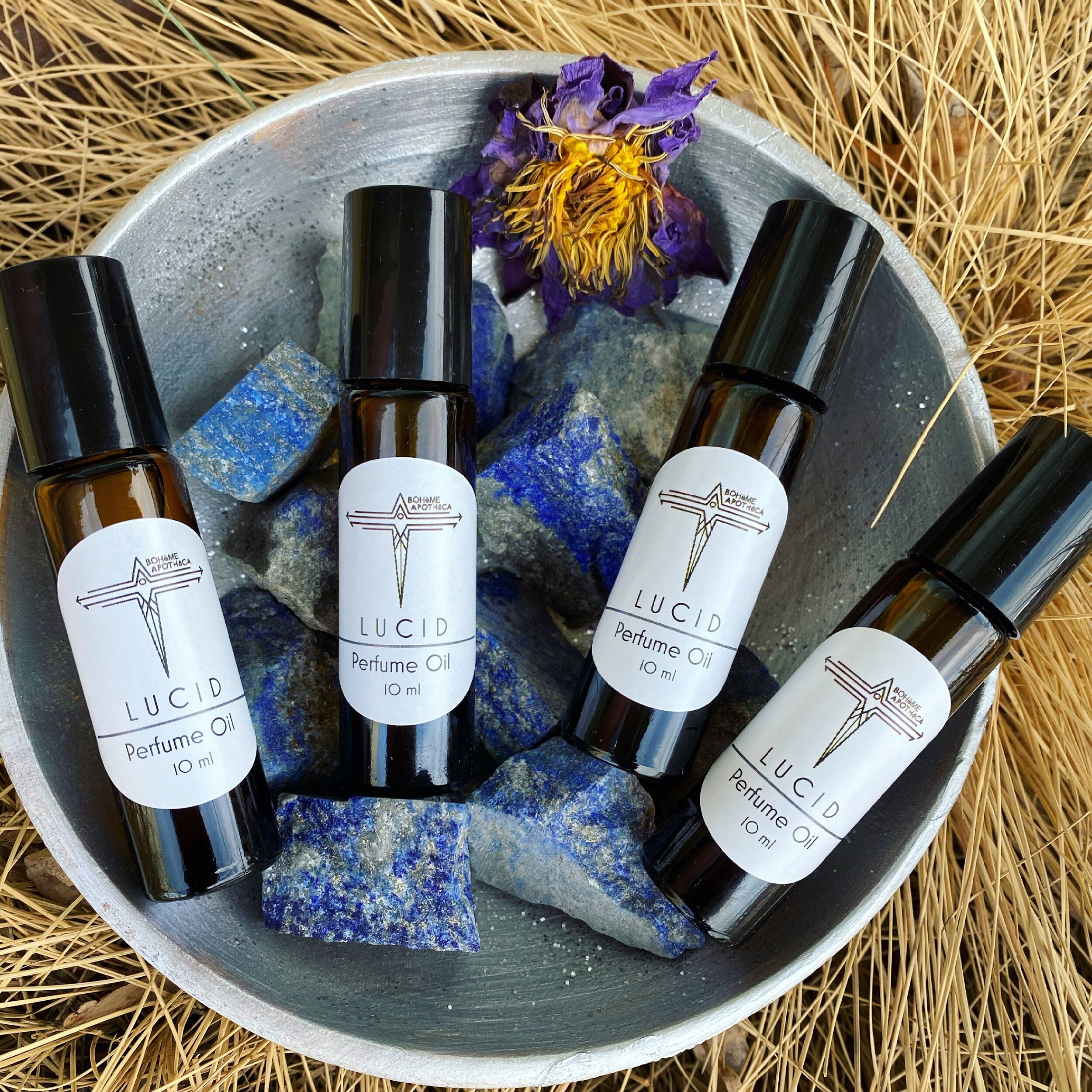 LUCID Perfume Blend - Blue Lotus Flower - 10ml Roll On Bottle w/ Lapis Lazuli