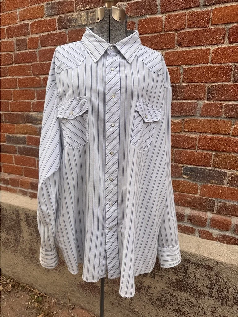 Vintage 90s Wrangler Pinstripe Western Shirt - 3XLT