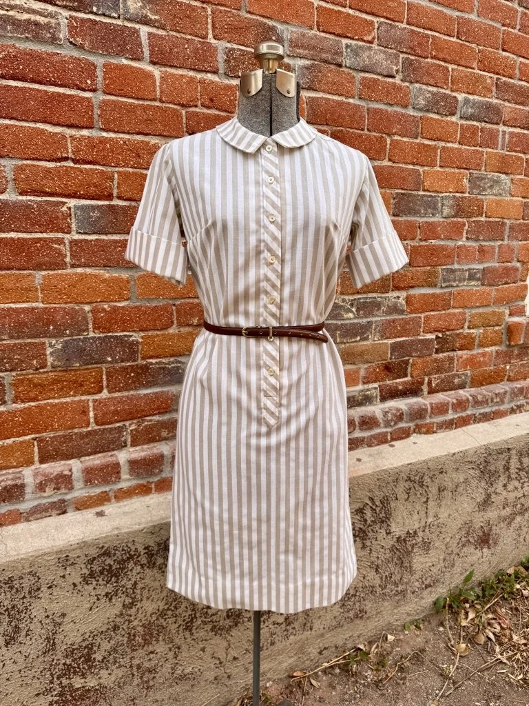 Vintage 1960s Country Miss Striped Shirt Dress