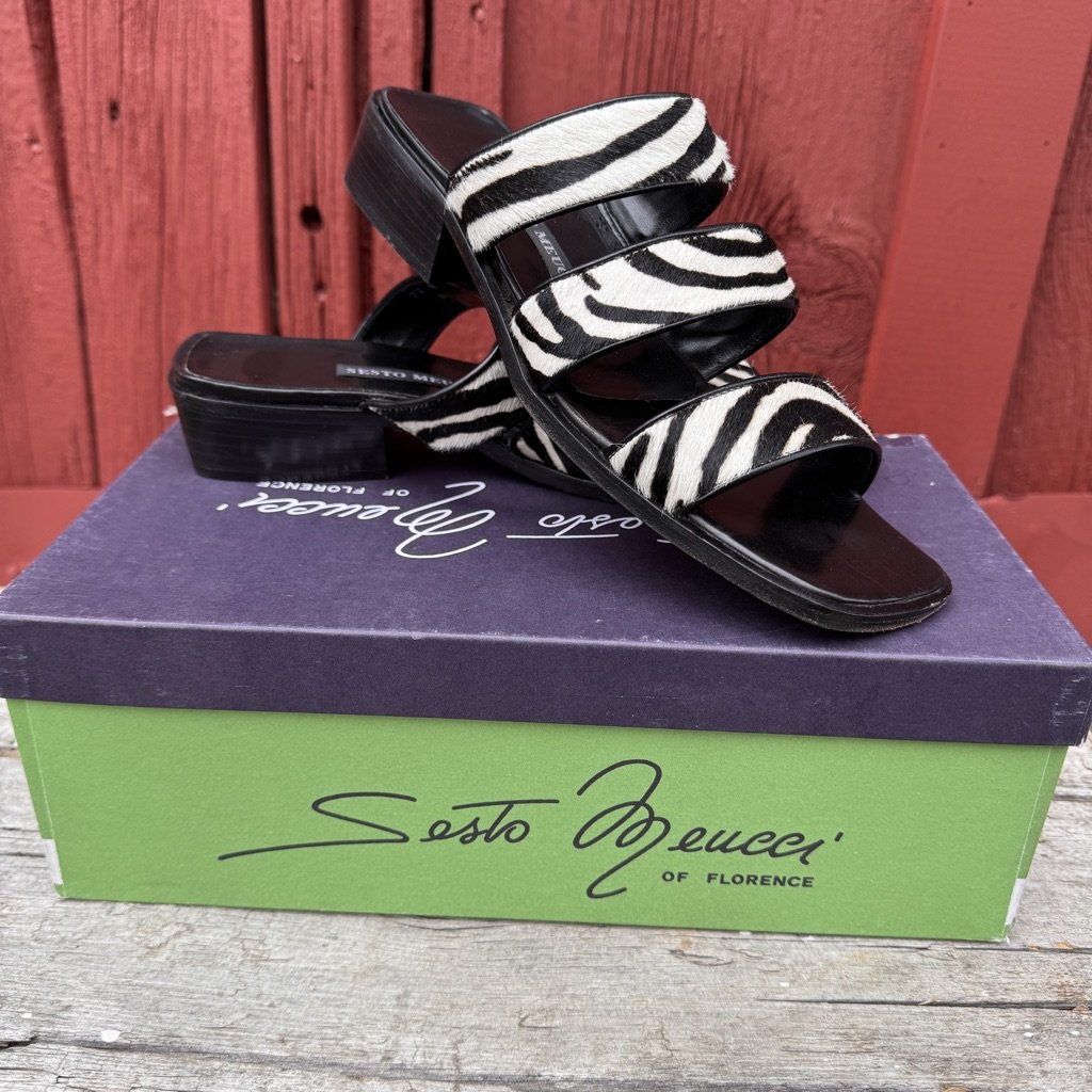 Vintage 90s Sesto Meucci Zebra Print Sandals - Size 7.5 Narrow