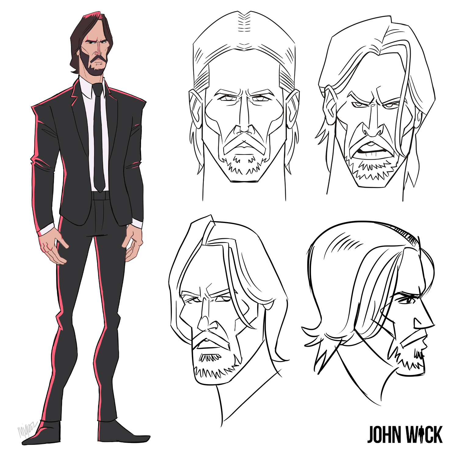 John Wick ink and pencils by Todor Hristov artist  Character art Sketches  Art sketches