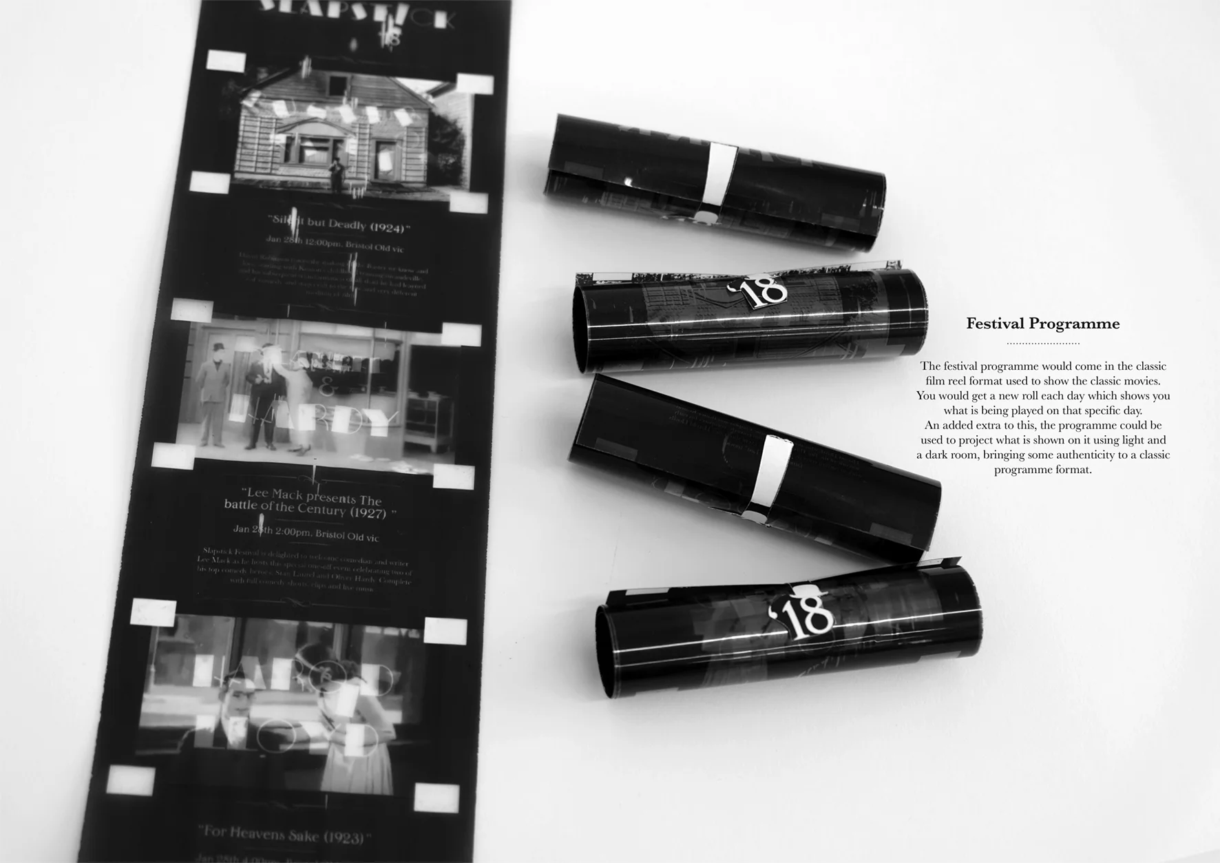 Programmes designed on celluloid & rolled up