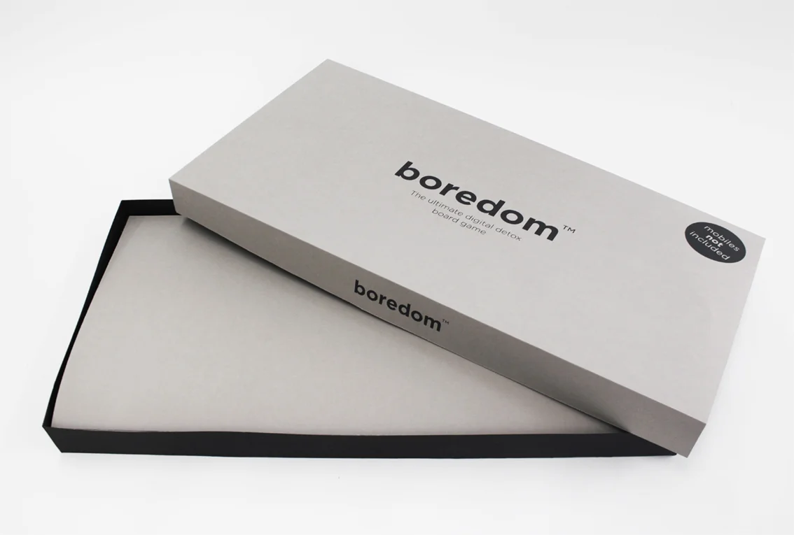The Box - Silk screened black on Grey millboard