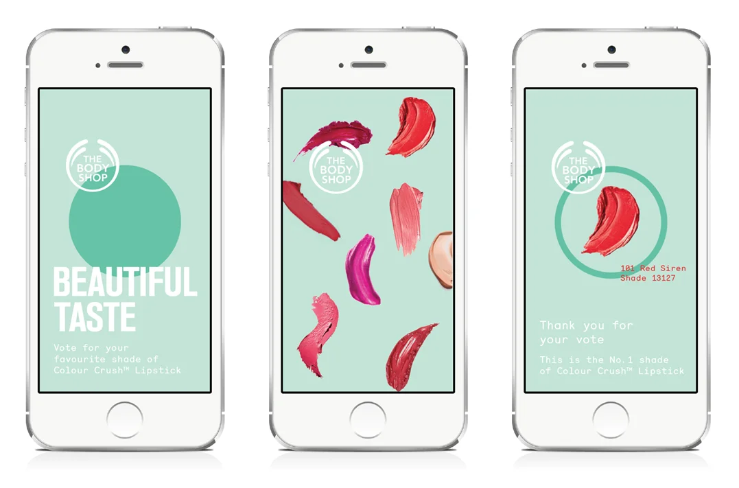 Scan the posters and vote for your favourite lipstick colour.