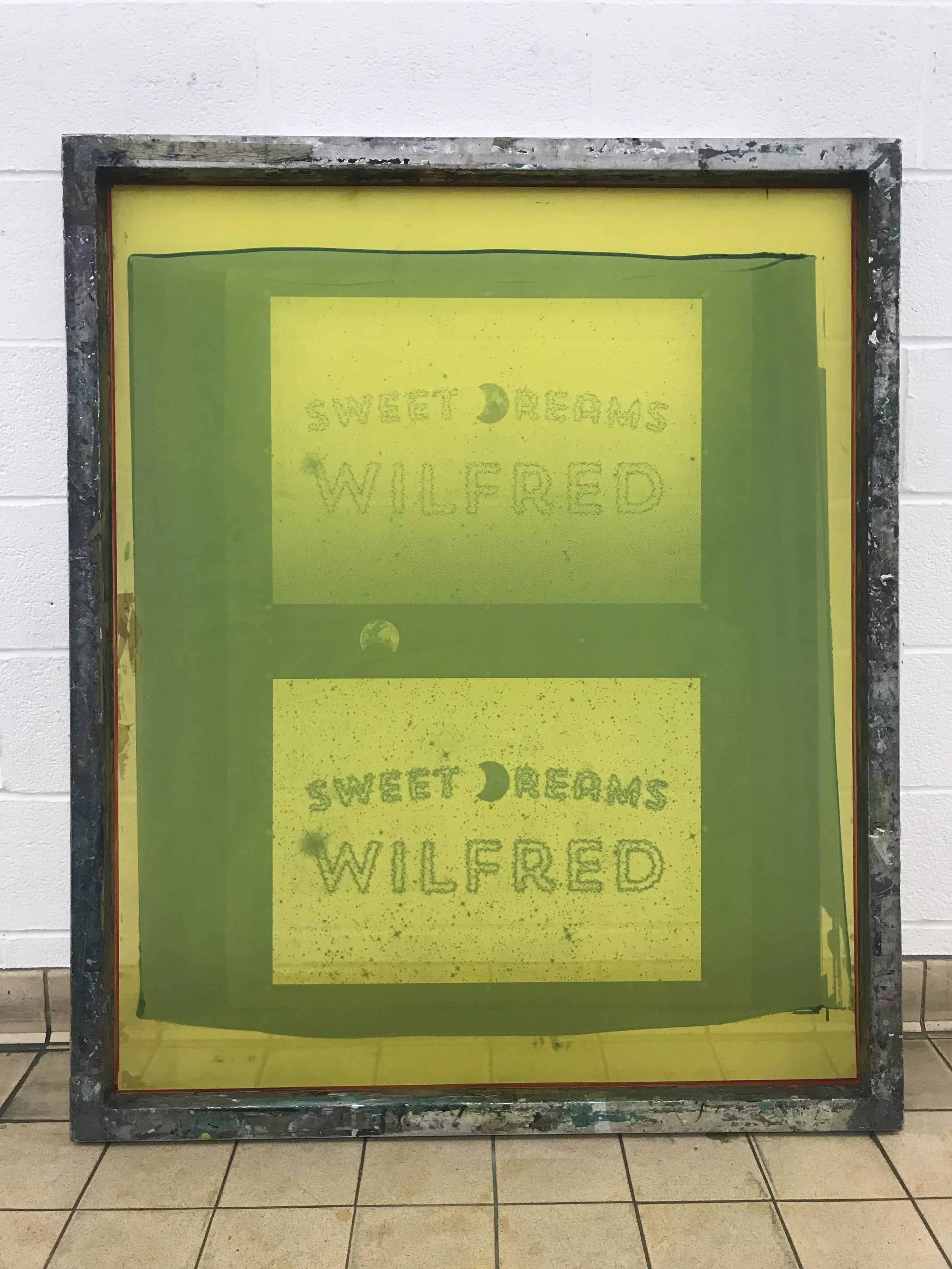The silk screen, ready to print