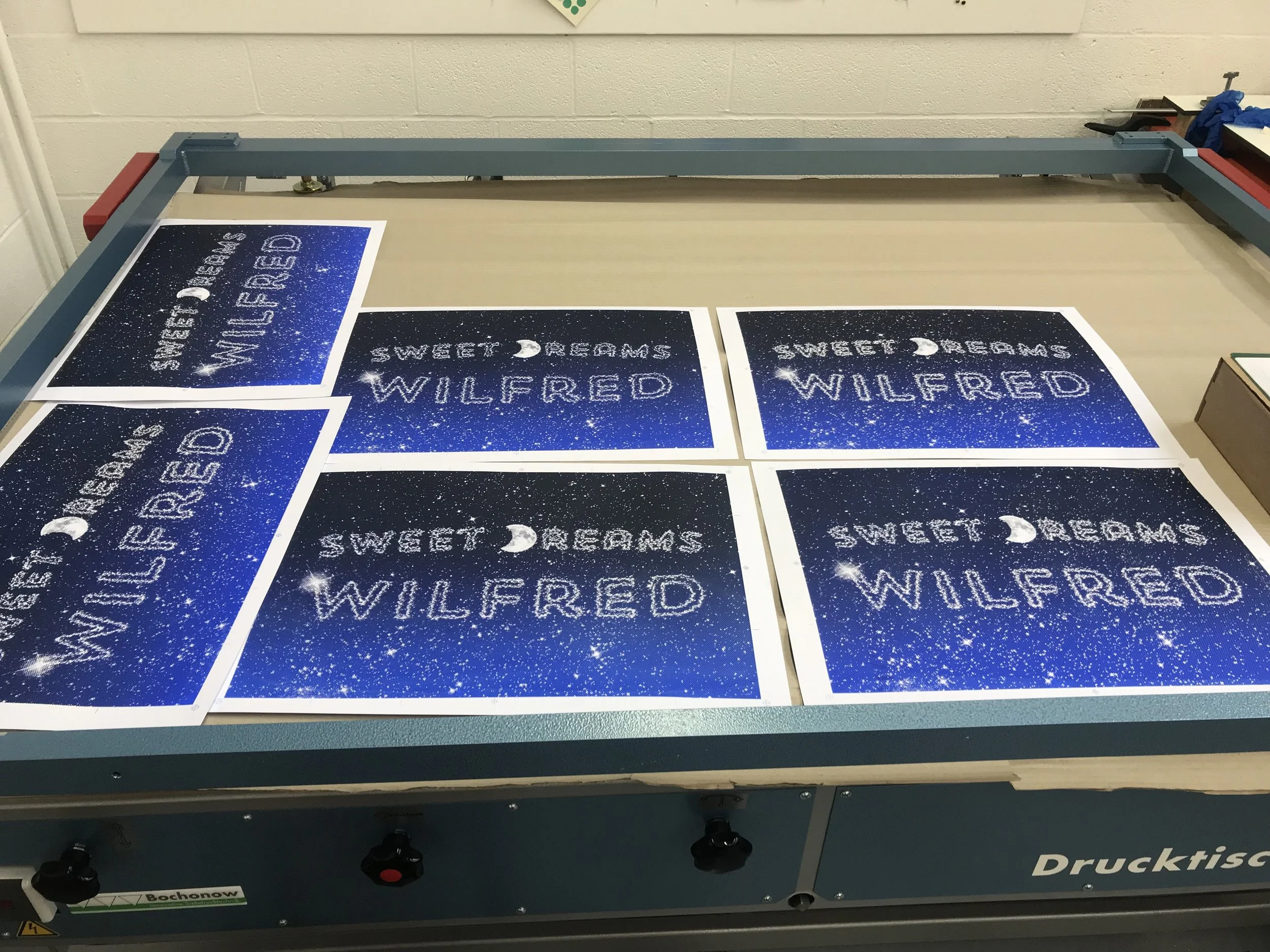 dark blue, printed