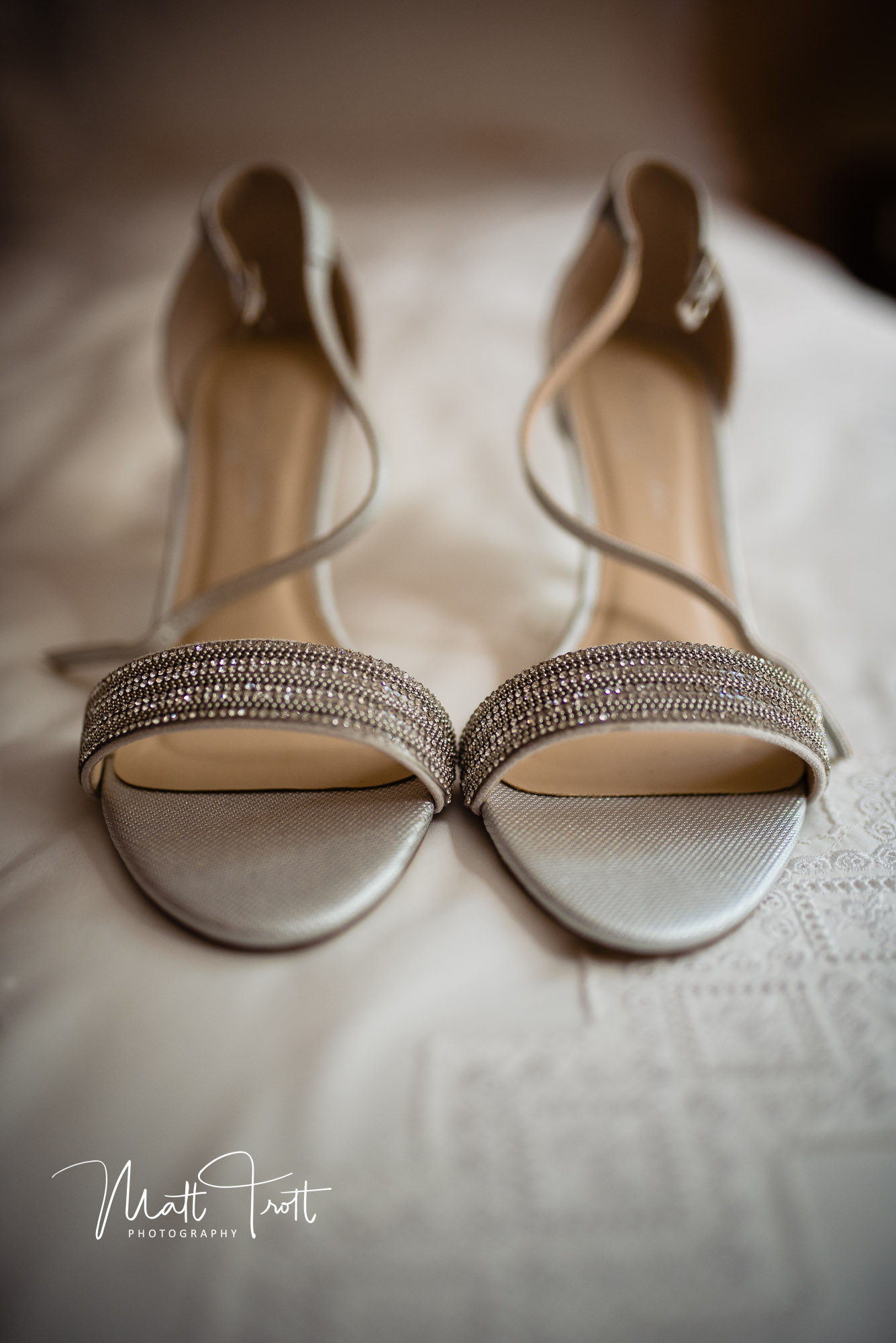 Silver strap wedding shoes