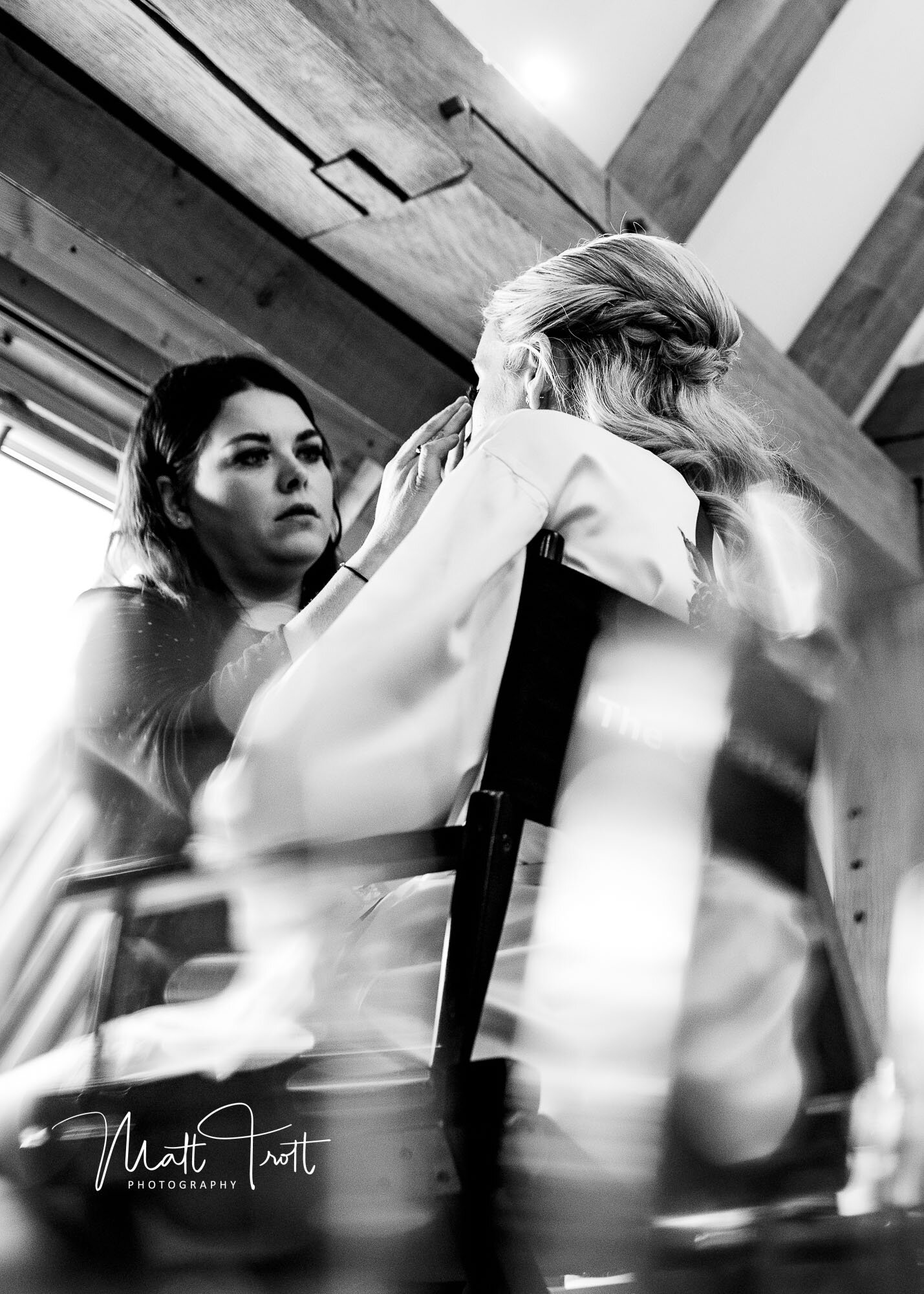 Make up being applied to the bride at the Old Kent barn