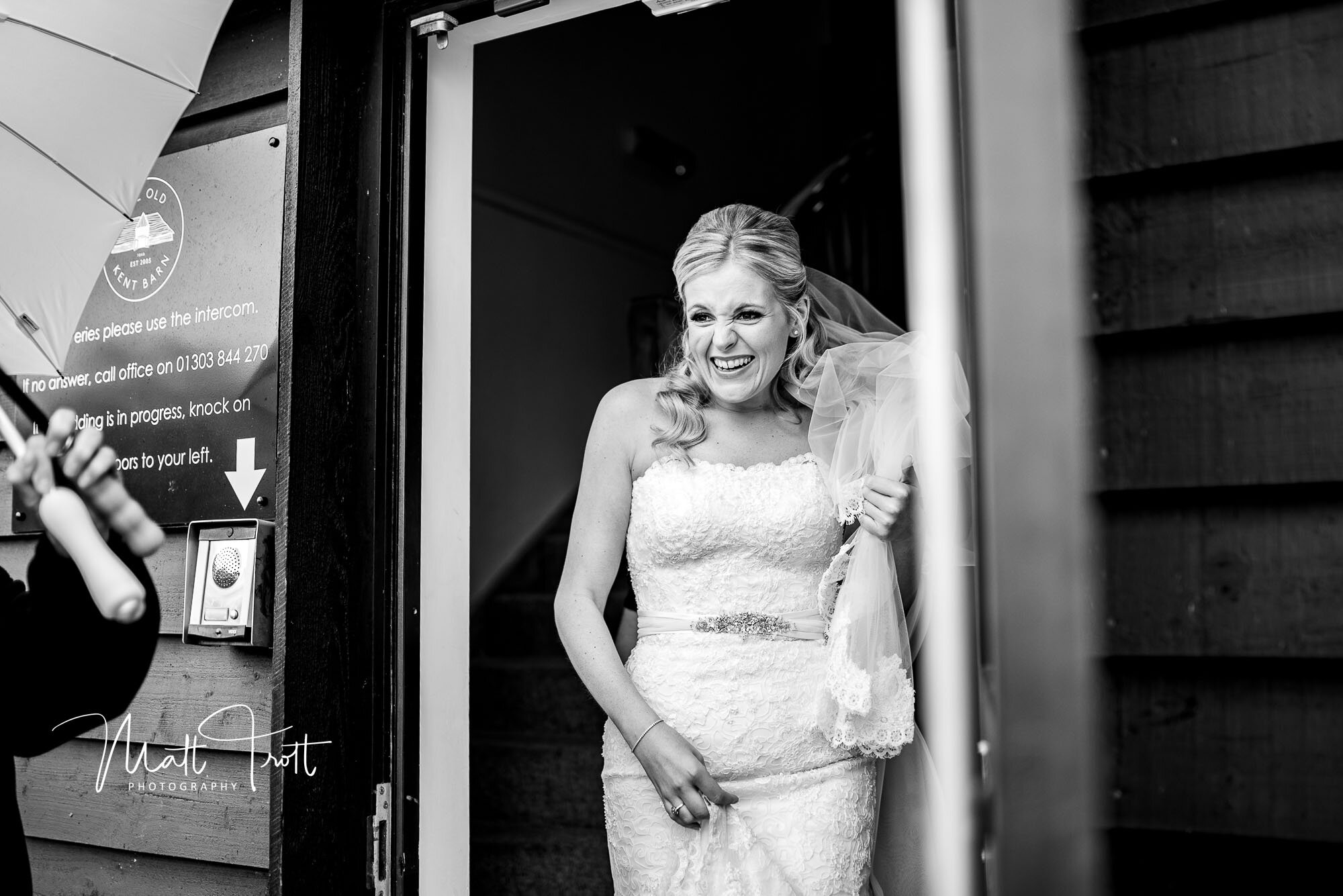 Bride sees the weather for the first time at the Old kent barn