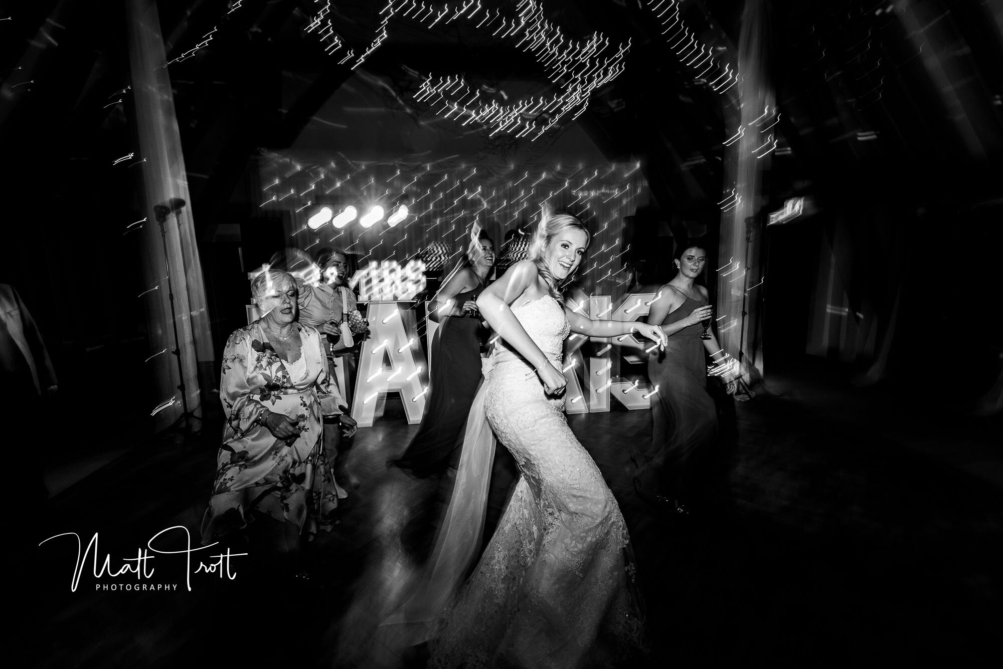 Bride dancing at the old kent barn