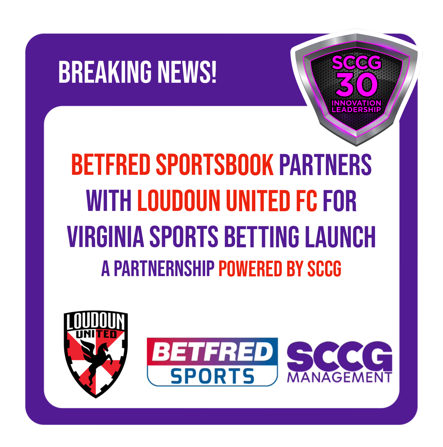 In partnership driven by SCCG, Betfred becomes the new sponsor of Loudoun United FC