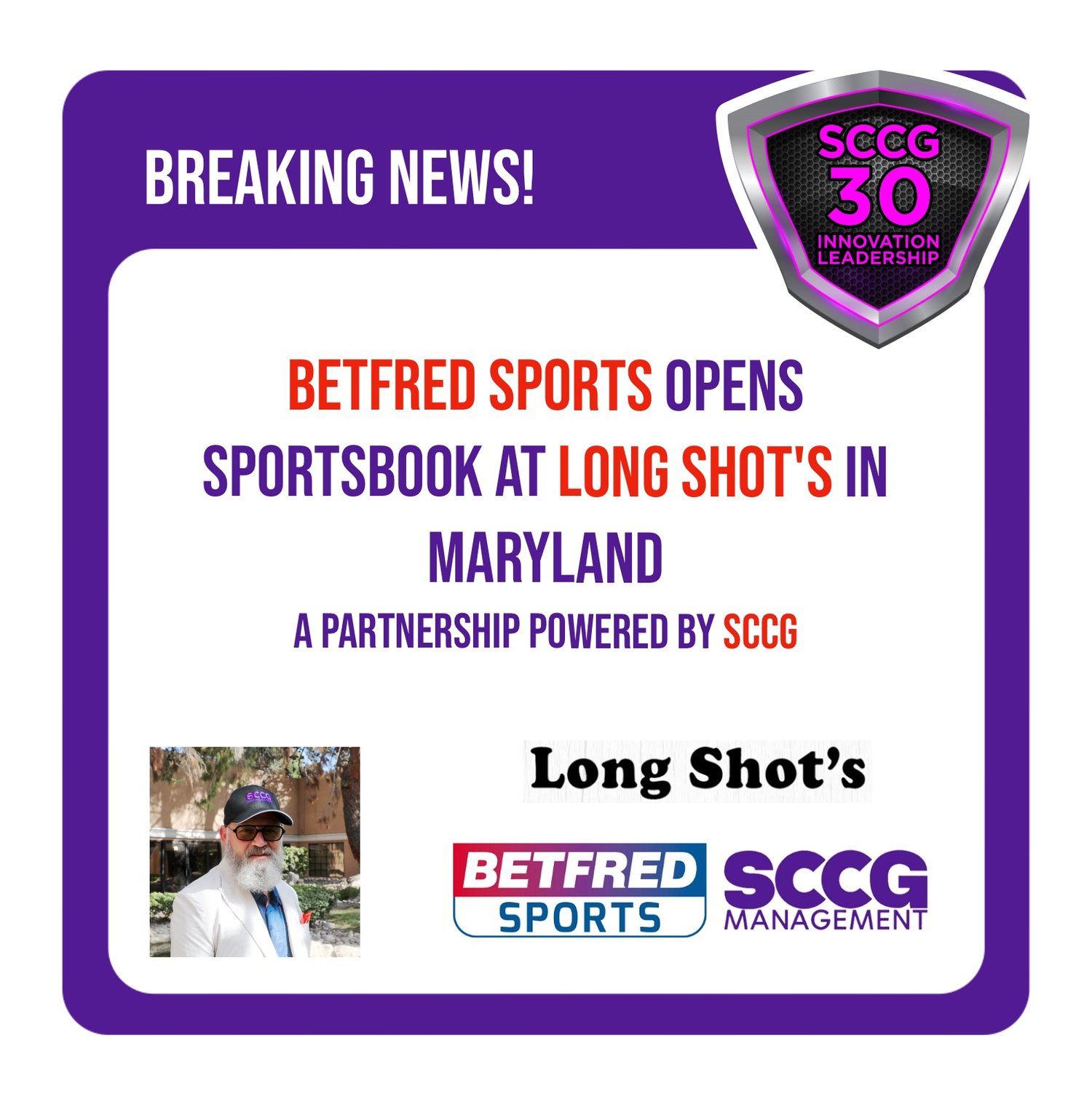 Betfred Sports e Long Shot's  abrem nova casa de apostas em Maryland - uma parceria impulsionada pela SCCG