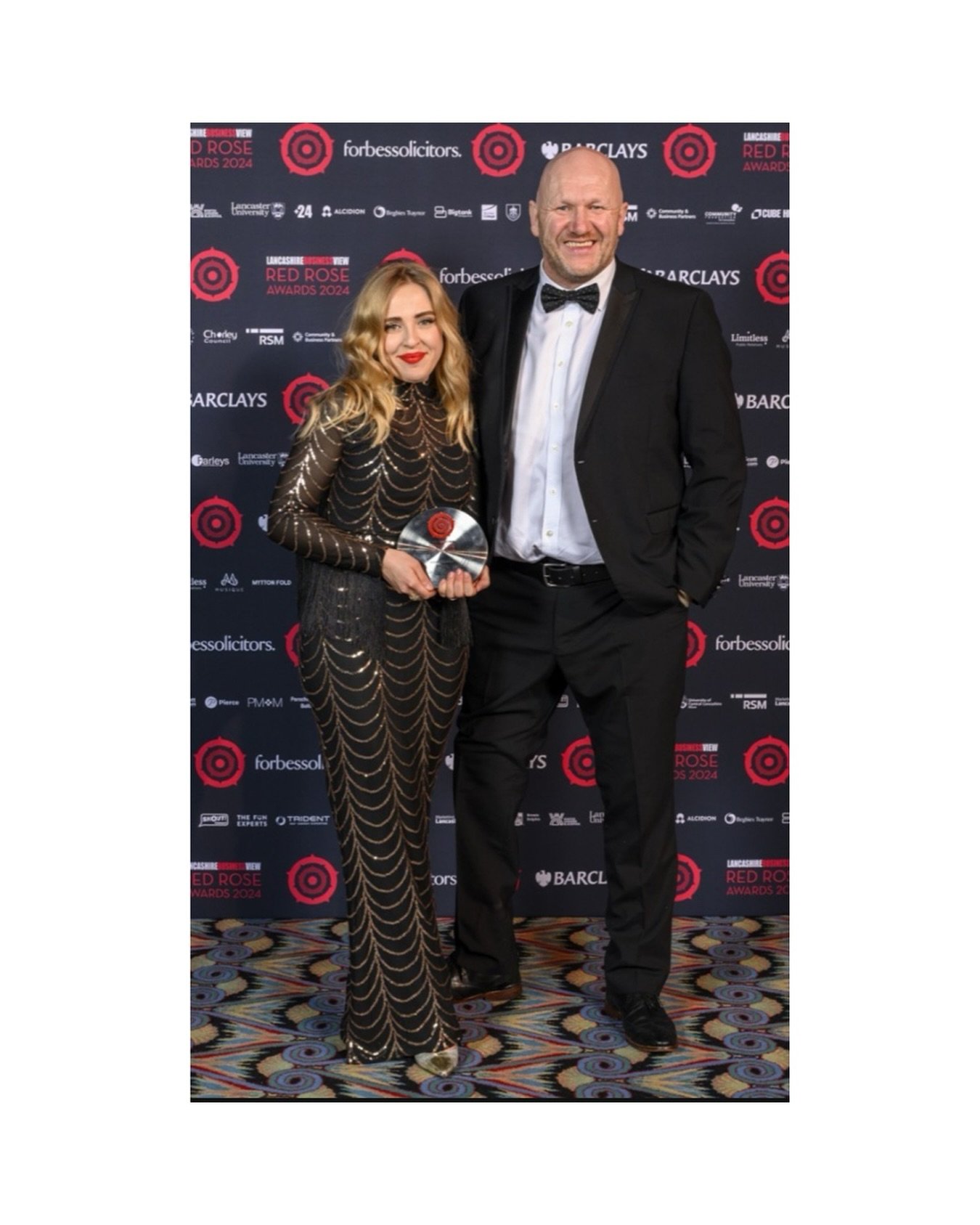 So last month our sister company @britishjewelleryschool took home New Business Of The Year as part of the Red Rose Awards. 

So chuffed!! 🌹🏆

📸 Rachel &amp; sponsor (Neil) Principal of Burnley Collage.

#RRA24  #business #newbusiness #boss #girlb