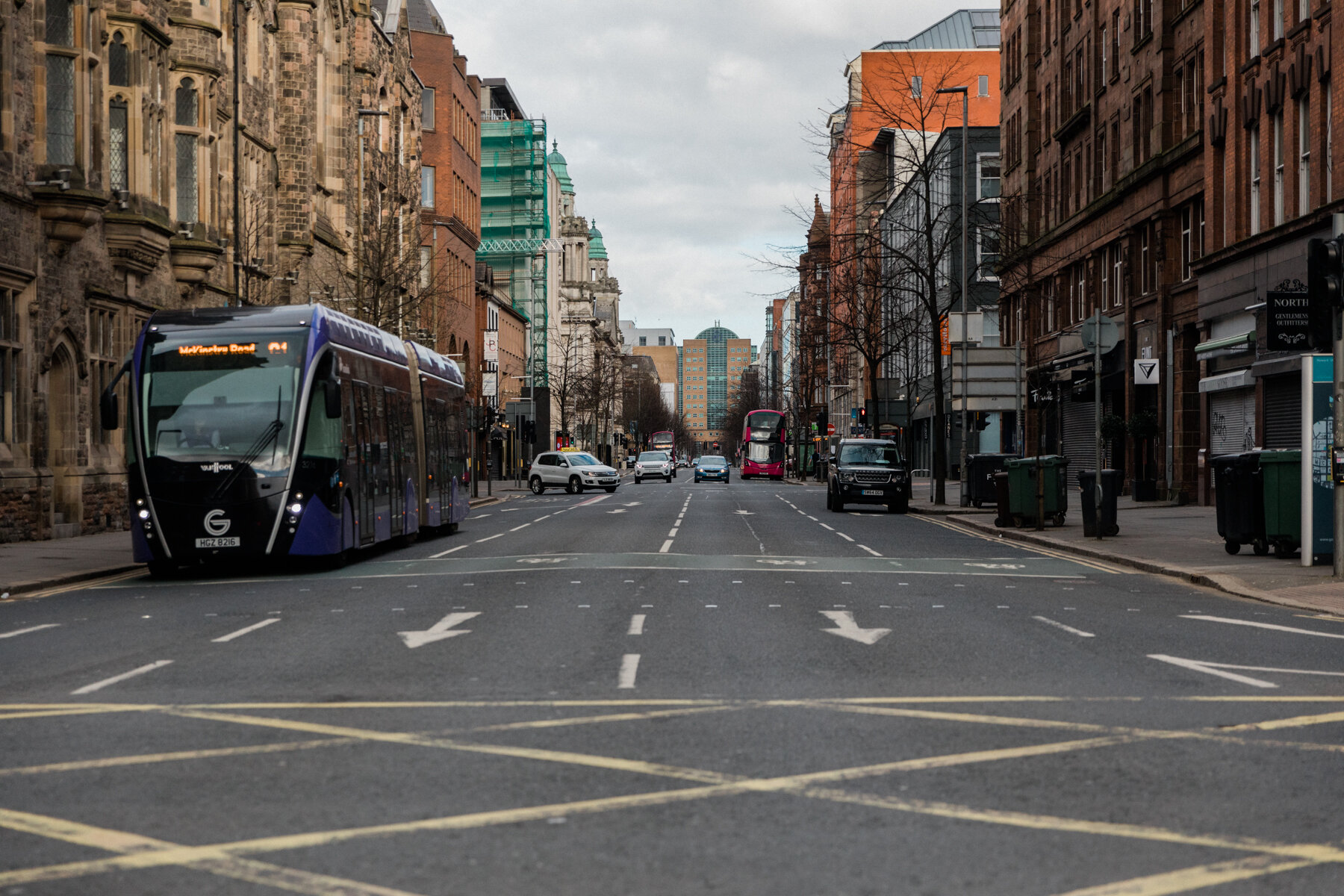 Belfast city centre at rush hour.