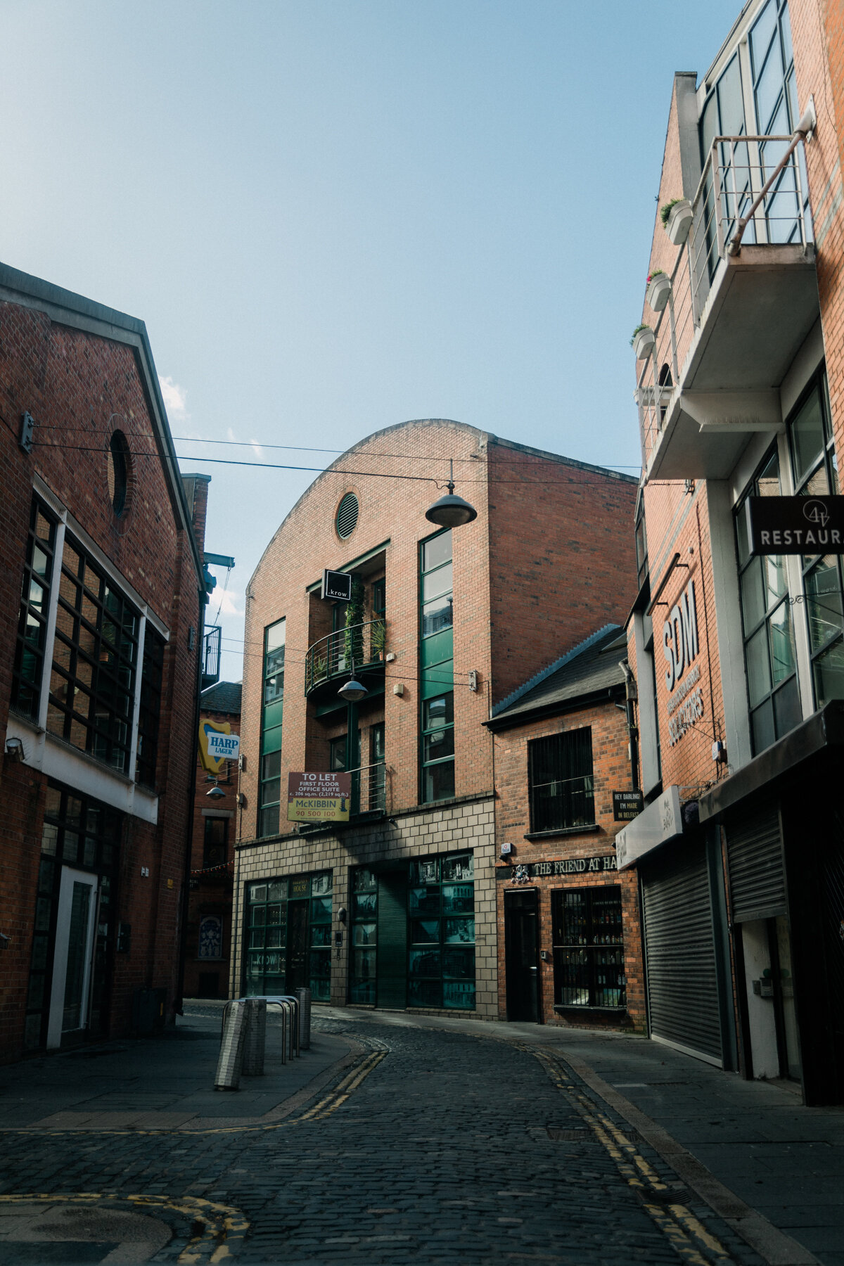 Hill Street, Belfast's cultural & nightlife centre, with all the shutters down for now.
