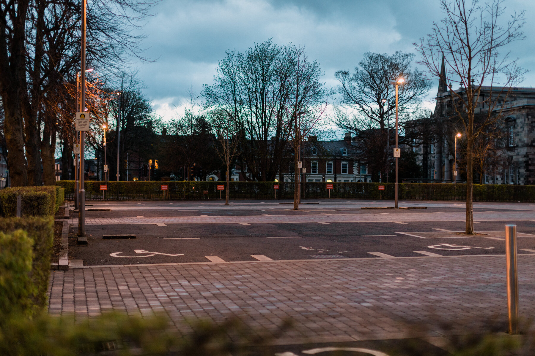 A normally full car park at Queens University Belfast