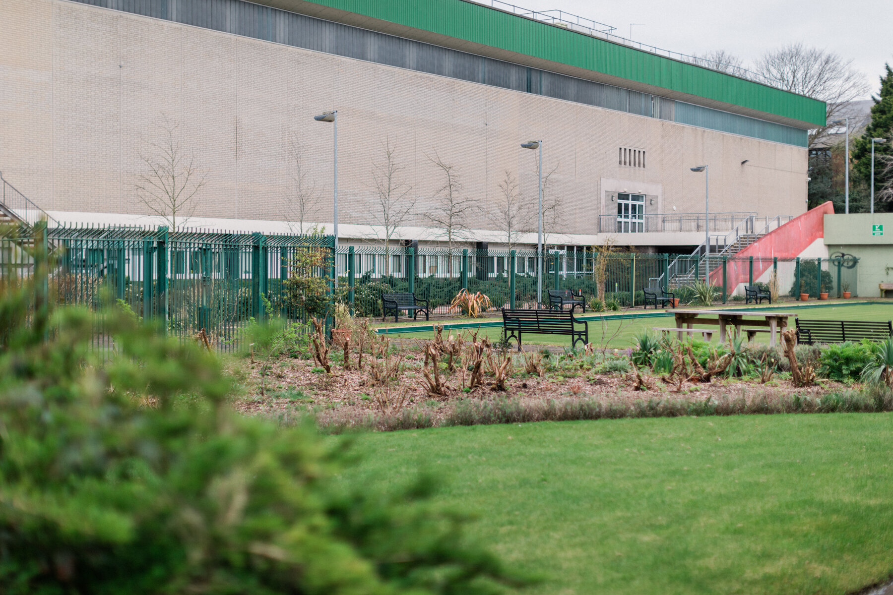 Empty Bowling Green & Leisure Centre, Botanic Gardens Belfast.