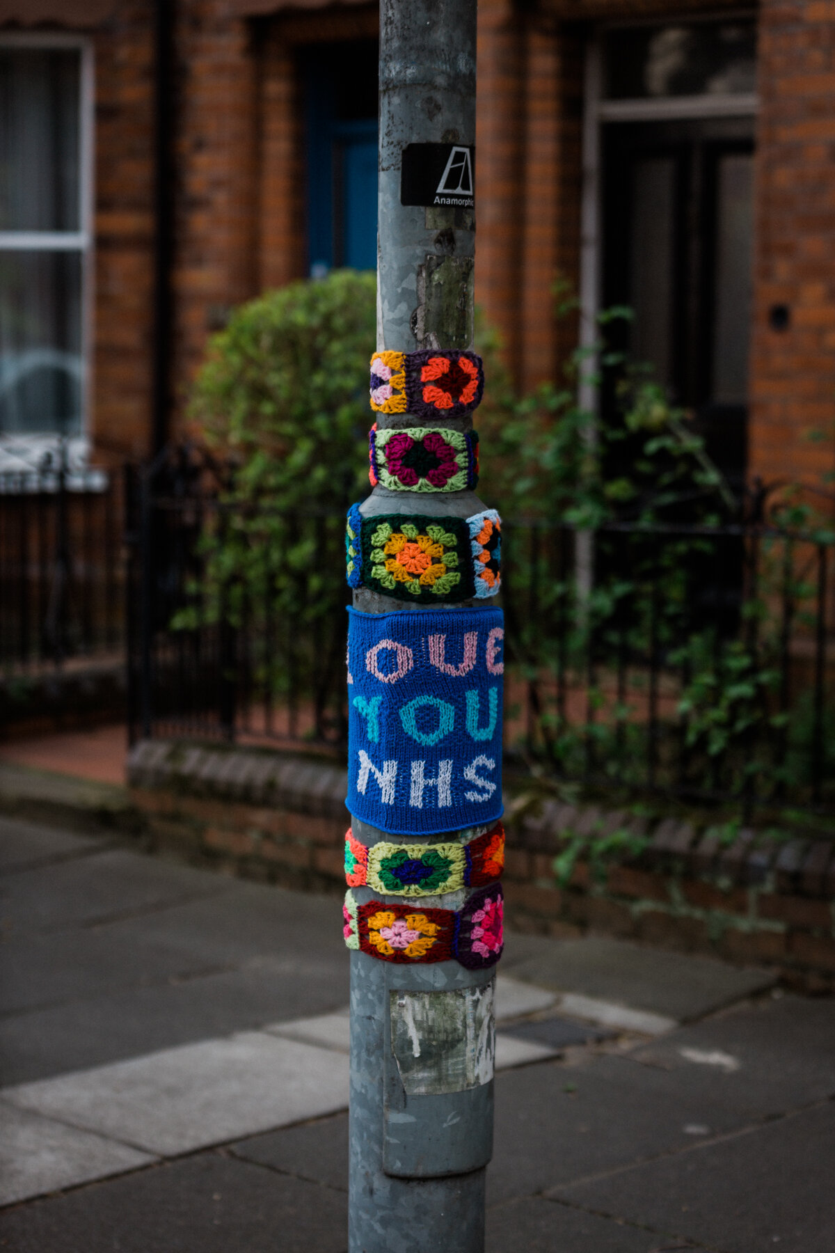 'Love you NHS' yarn-bombing, Rugby Road, Belfast.