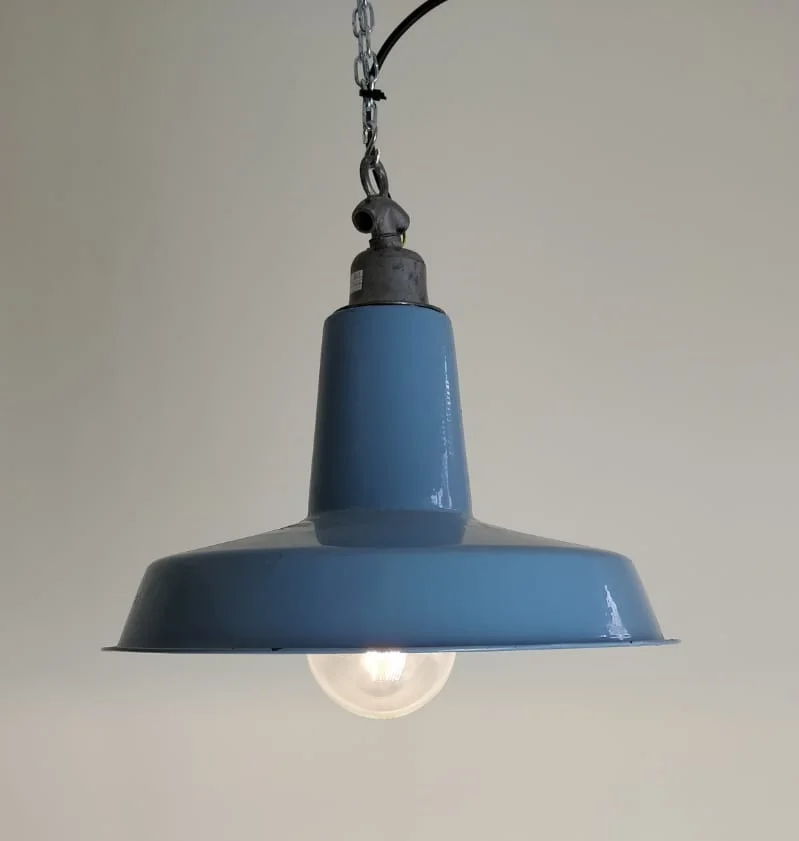 Duck egg blue ships industrial metal hanging lamp shade