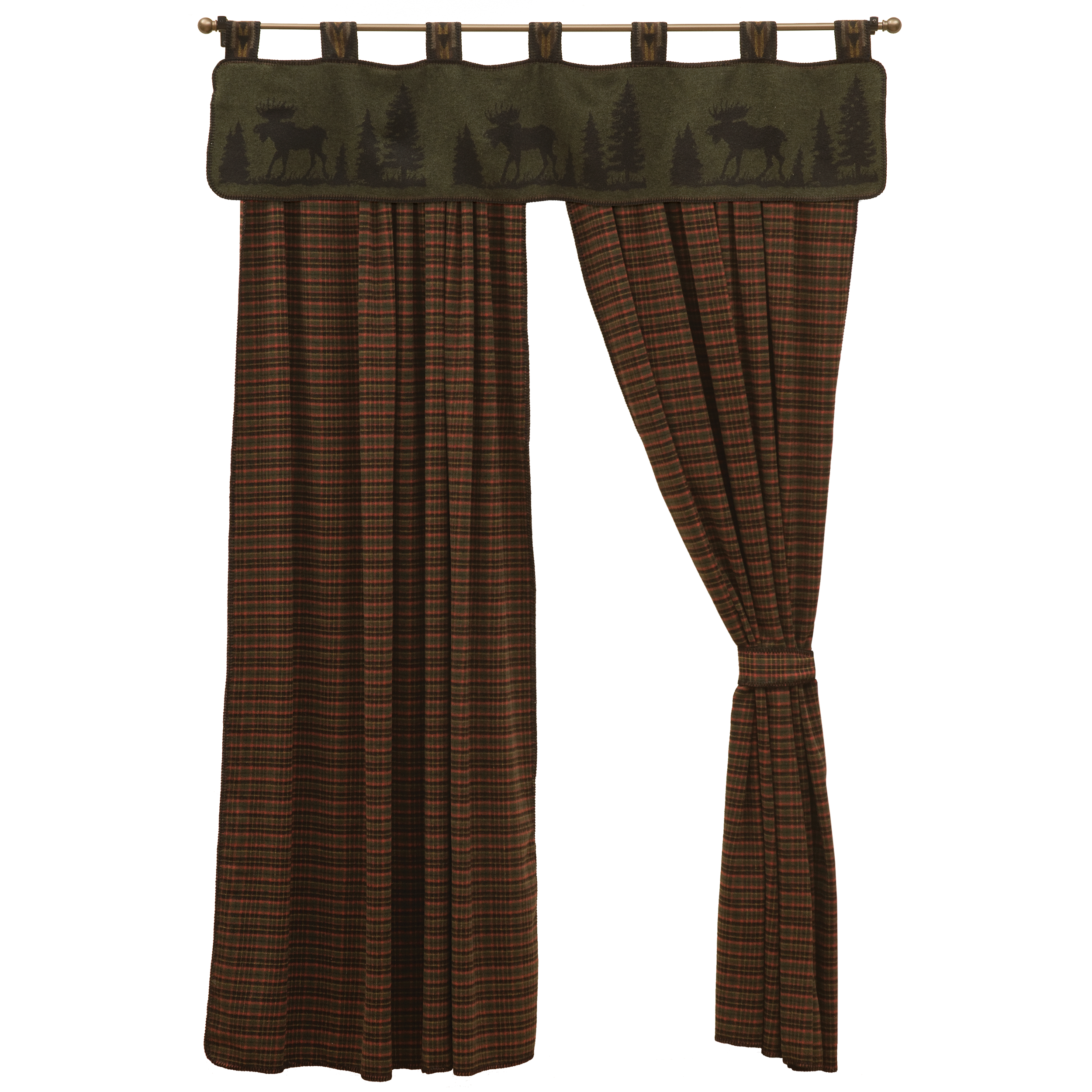 Drapery Tab Top Valance - 60" x 15" - #WD27080 (sold separately) Rod Pocket Drape - 60" x 84" - #WD27081 (sold per panel) Tie Back - 3" x 20" - #WD27082 (sold per tie back) Drape Set - #WD27083 (set includes: 2 drape panels and 2 tie backs)