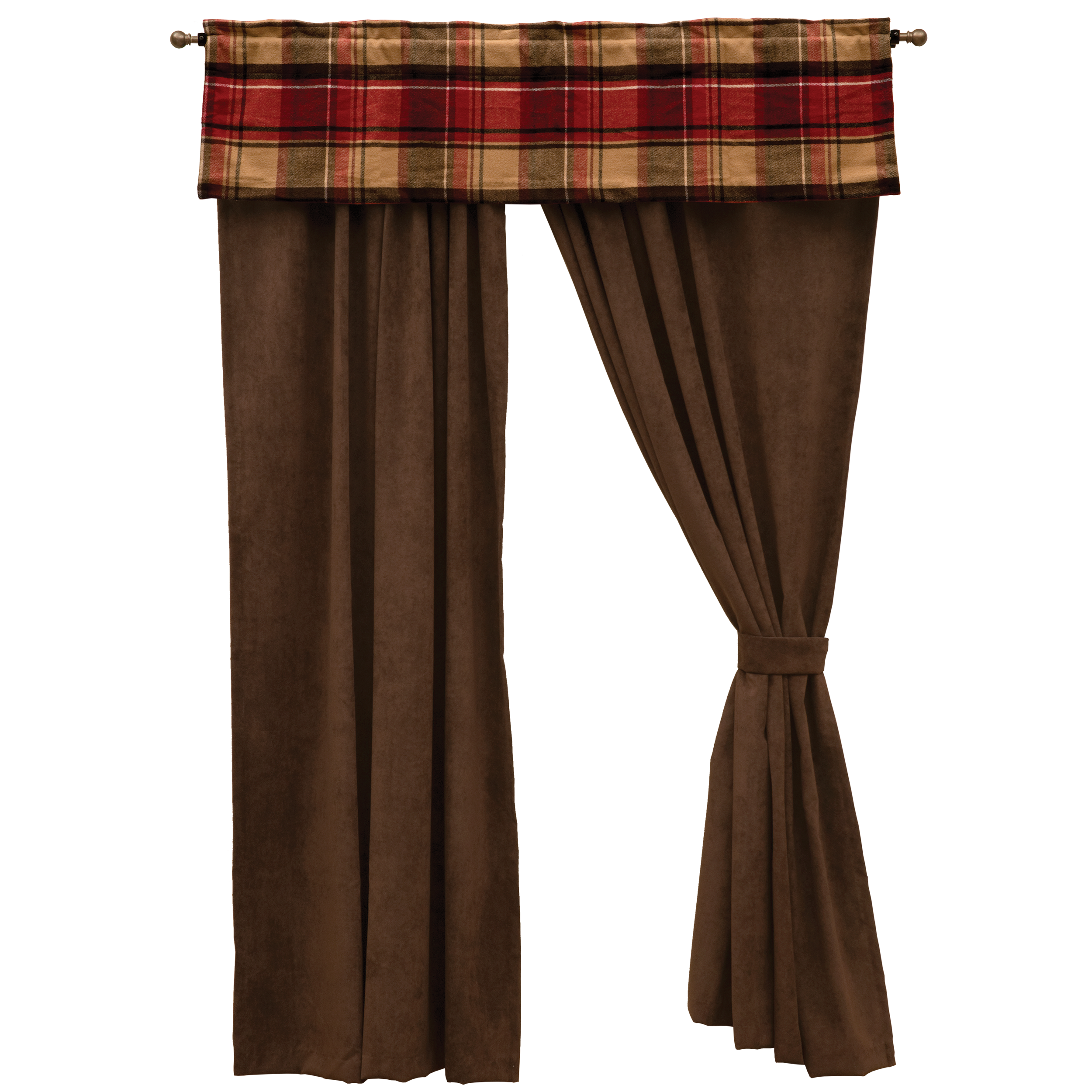 Drapery Tab Valance - 58" x 15" - #WD28580 (sold separately) Rod Pocket Drape - 53" x 84" - #WD28581 (sold per panel) Tie Back - 3" x 20" - #WD28582 (sold per tie back) Drape Set - #WD28583 (set includes: 2 drape panels and 2 tie backs)