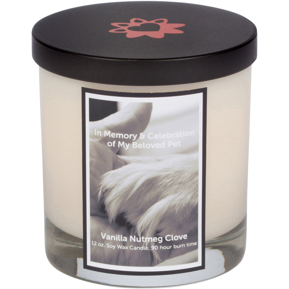 12 Oz. Memorial Candle With Lid- Paw In Black — Aroma Paws