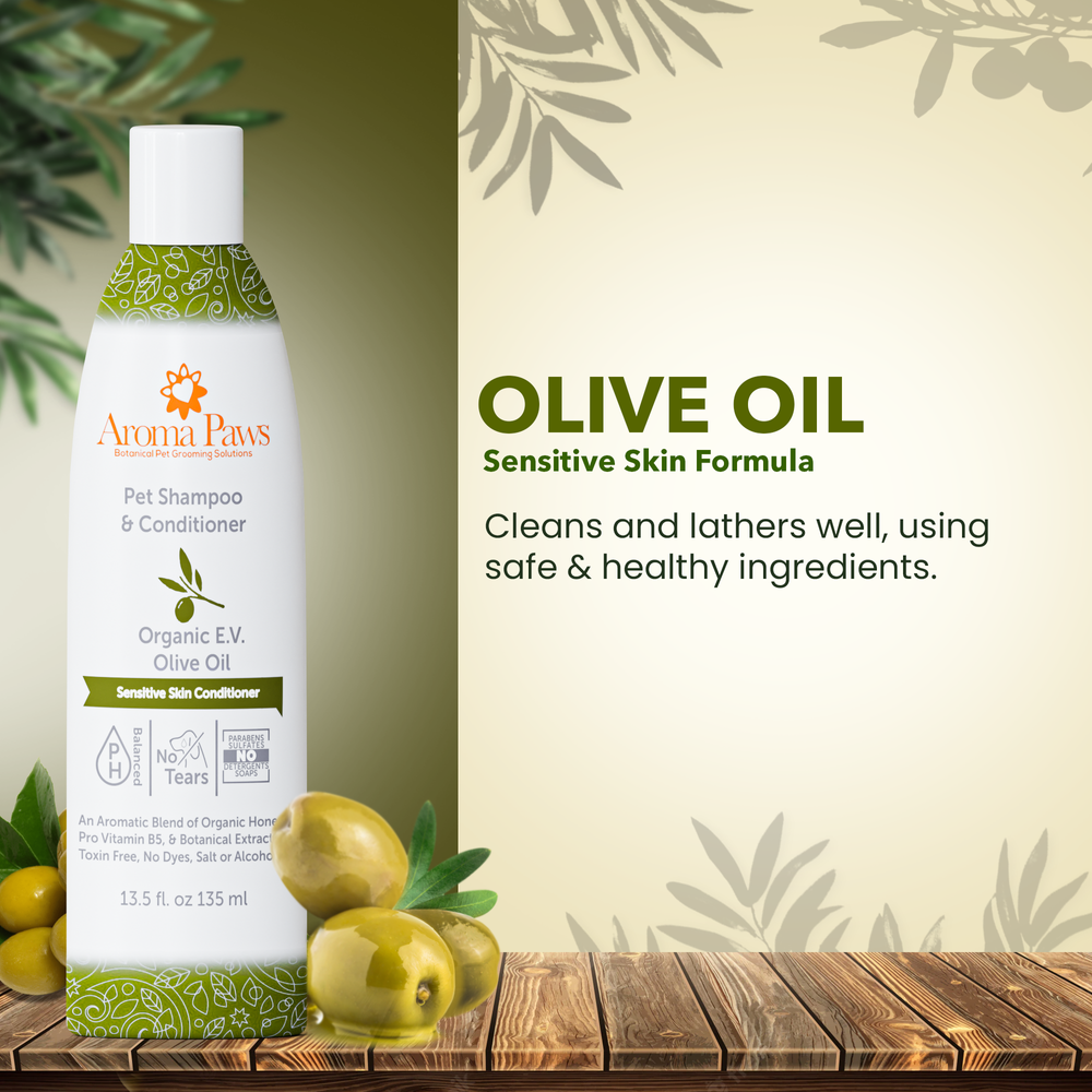 delikat Politisk omgive 13.5 Oz. Organic Olive Oil Shampoo and Conditioner in One- Sensitive Skin  Conditioner Formula — Aroma Paws
