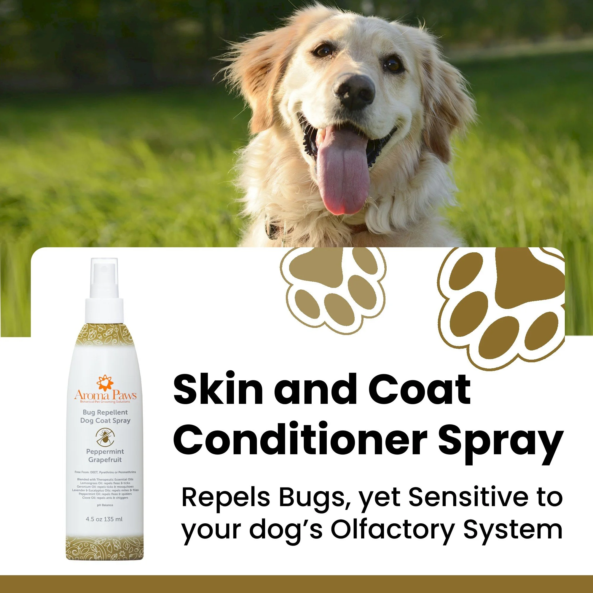 4.5 Oz Bug Repellent Dog Coat Spray — Aroma Paws