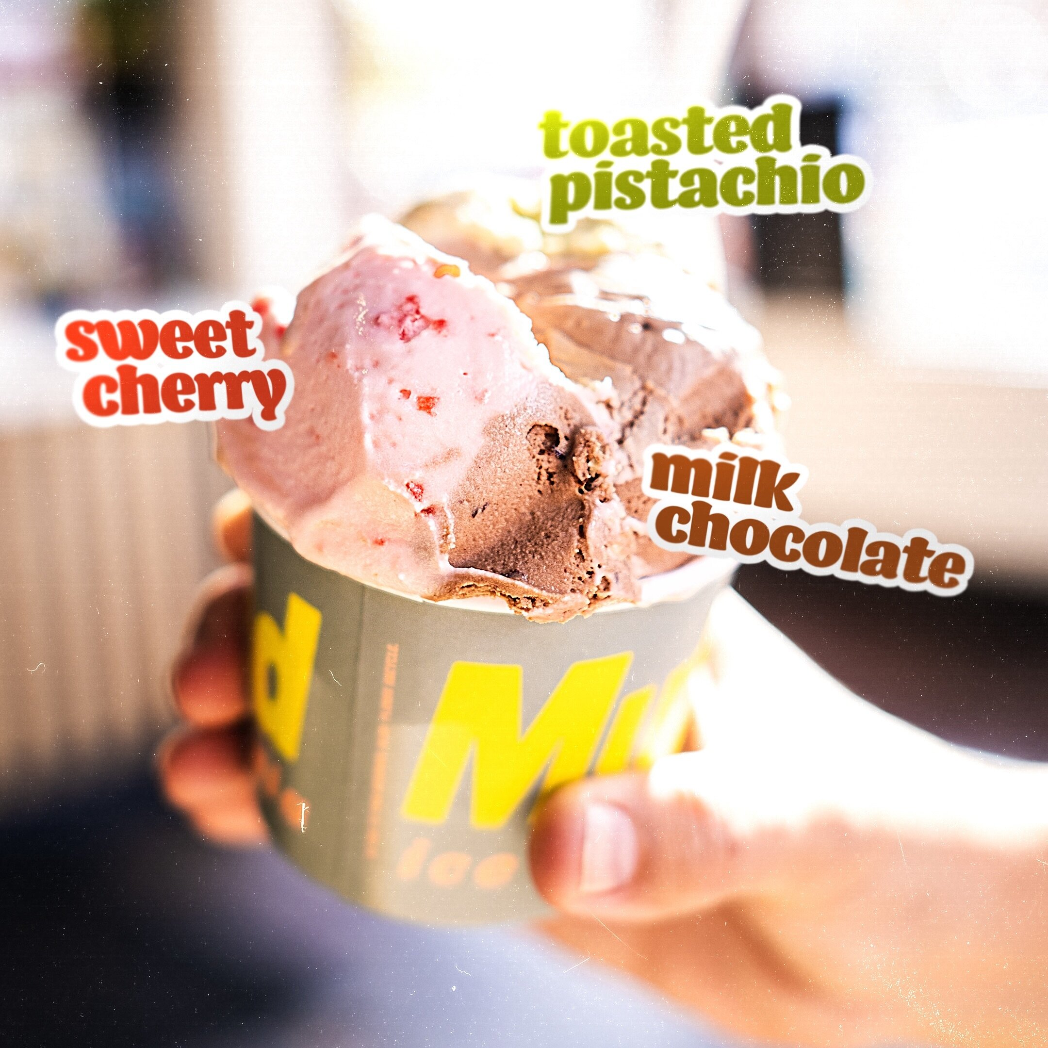Spumoni: three different flavors in one jam-packed tub of goodness. Toasted pistachio, sweet cherry, and smooth milk chocolate combine to create a perfect balance of sweet, tart, and salty deliciousness. 
#sandiegofood #southparksandiego #darkhorseco