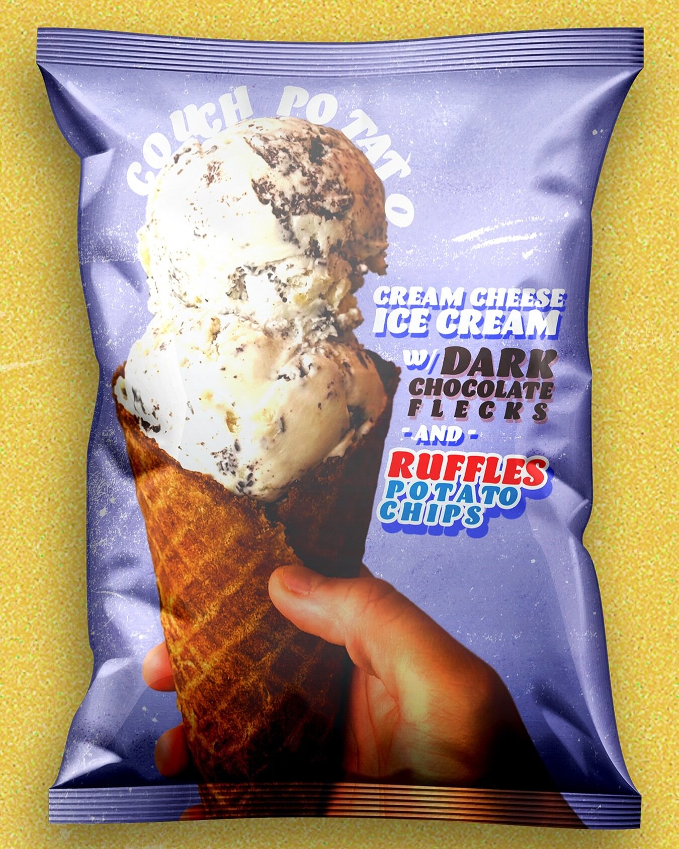 It&rsquo;s National Potato Chip Day coming up this week so we thought we&rsquo;d celebrate!

Couch Potato (gf) is a cream cheese ice cream with flecks of dark chocolate and Ruffles Potato Chips folded in. Trust us&hellip;you&rsquo;re gonna wanna try 