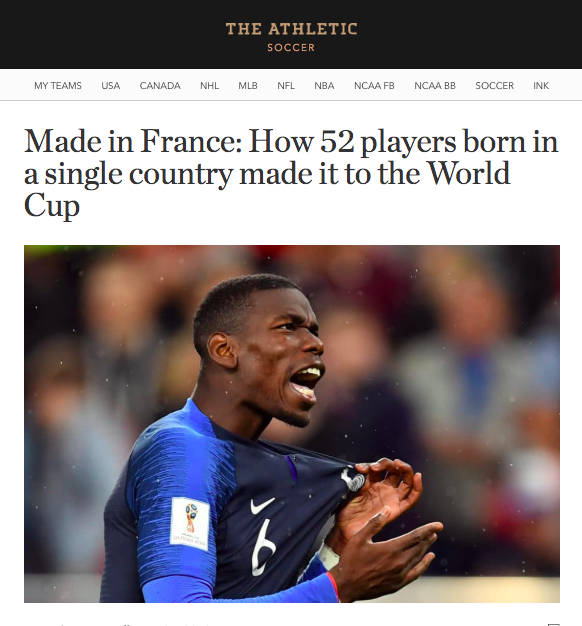 The Athletic . Read more coverage of Les Bleus during the 2018 World Cup at The Athletic .