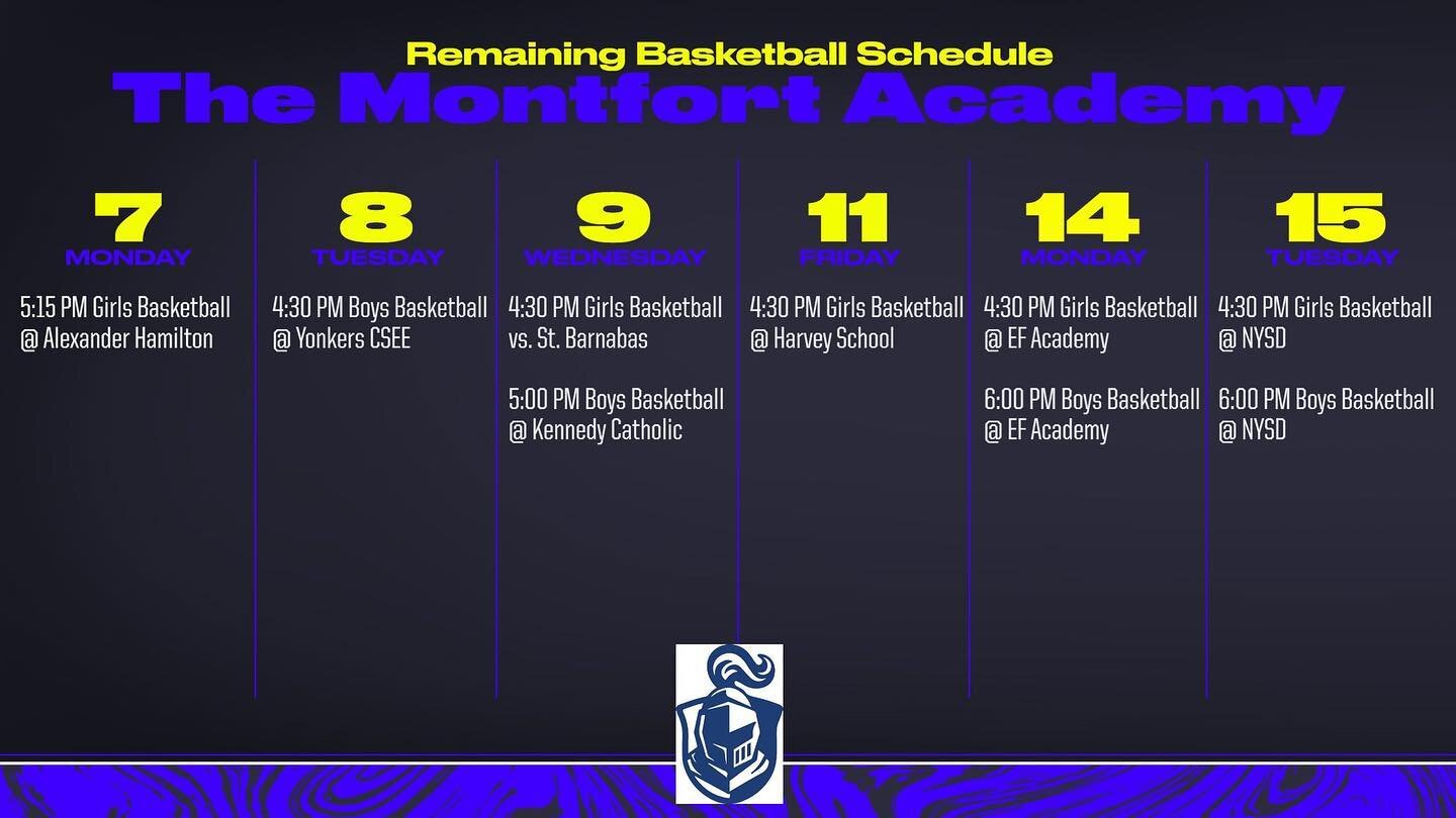 Just 8 days remain in our Girls and Boys basketball regular season. Be sure to check out the Knights before February break!

#GoKnights