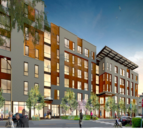 Sketch of planned Berkeley Way affordable housing development, to be located in downtown Berkeley.