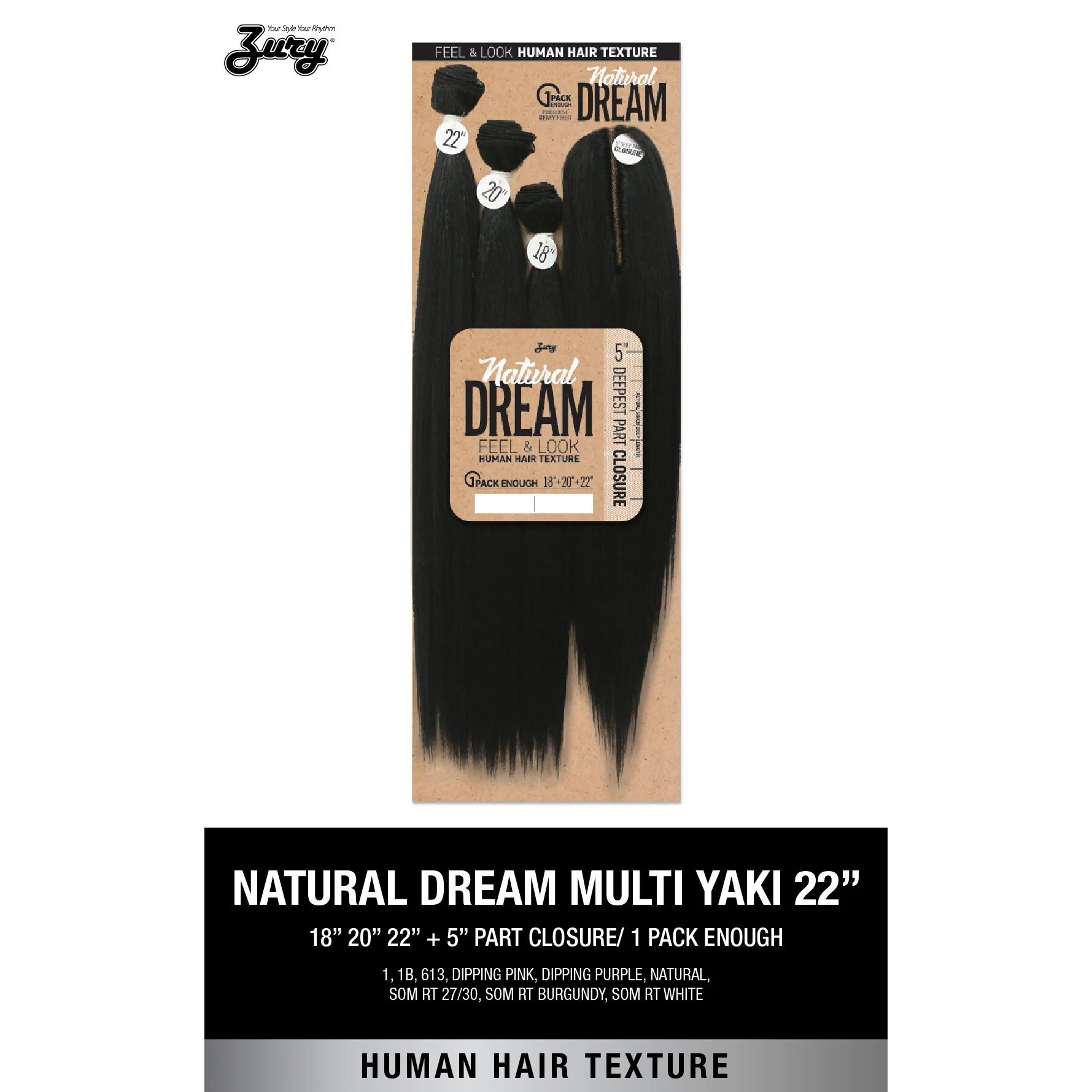 Zury Natural Dream Multi Yaky 22" Hair Bundle Extensions Pack house of hair la