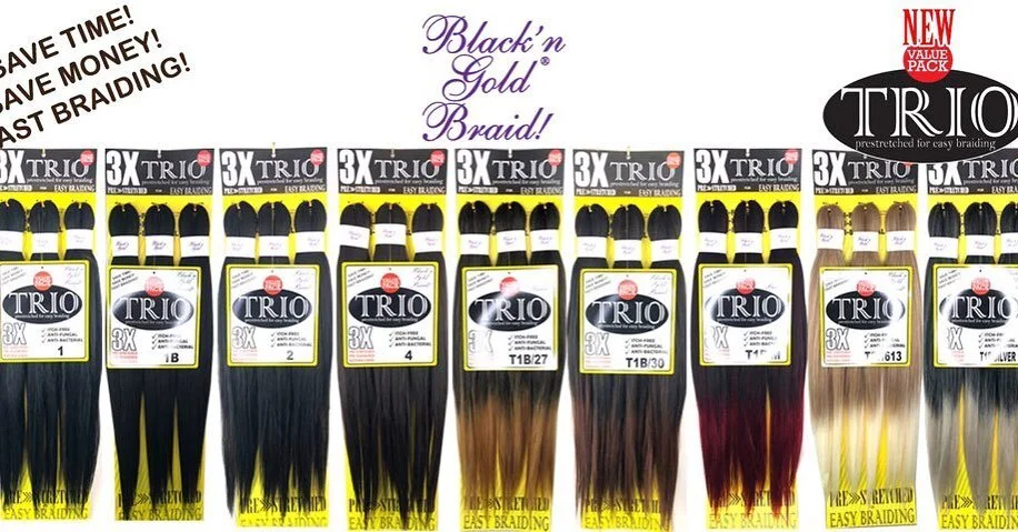 black n gold bng braid Braiding Hair Crochet Hair Extension pre stretched classic